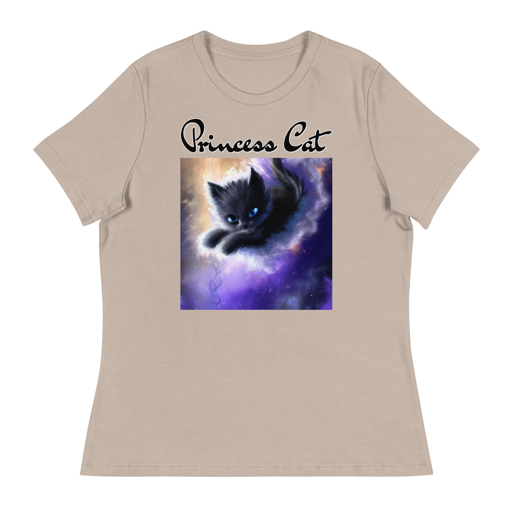 Women's T-Shirt with Kitten In A Cosmic Cloud with a text "Princess Cat" at $25.97 found at Personalizedpetlovergifts