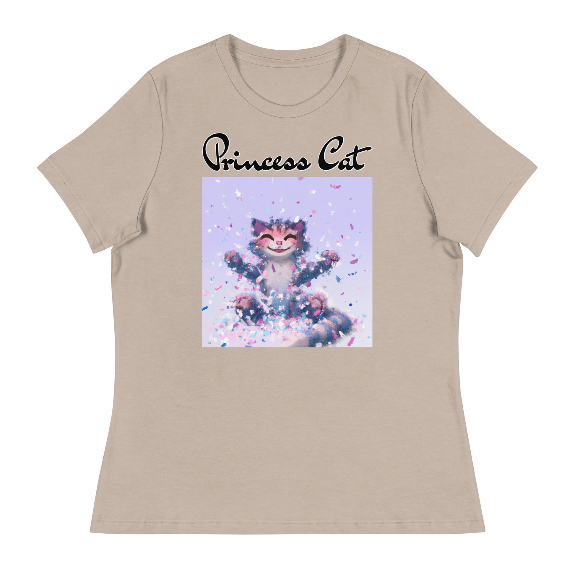 Women's T-Shirt with Kitten Enjoying Confetti with a text "Princess Cat" at $25.97 found at Personalizedpetlovergifts