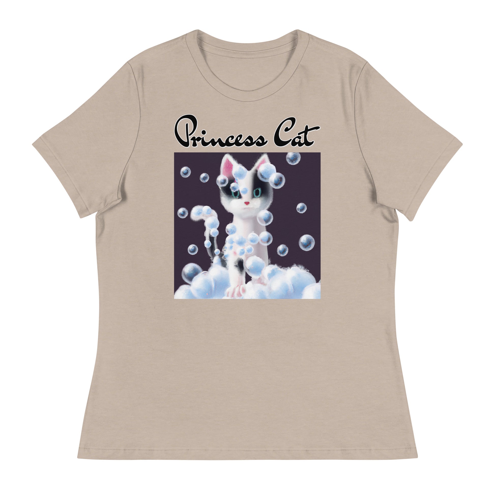 Women's T-Shirt with Kitten Covered In Bubbles with a text "Princess Cat" at $25.97 found at Personalizedpetlovergifts