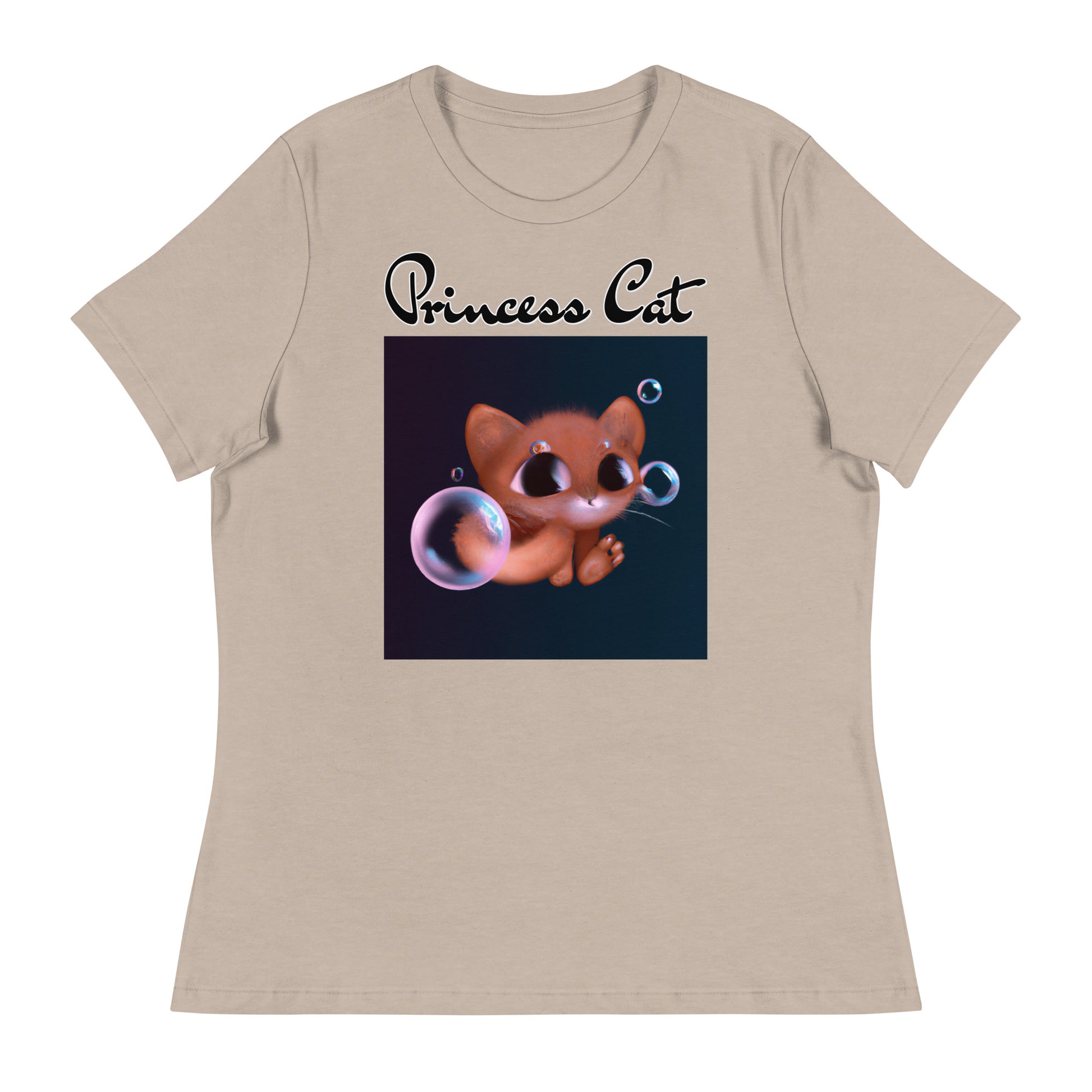 Women's T-Shirt with Kitten And Soap Bubbles with a text "Princess Cat" at $25.97 found at Personalizedpetlovergifts