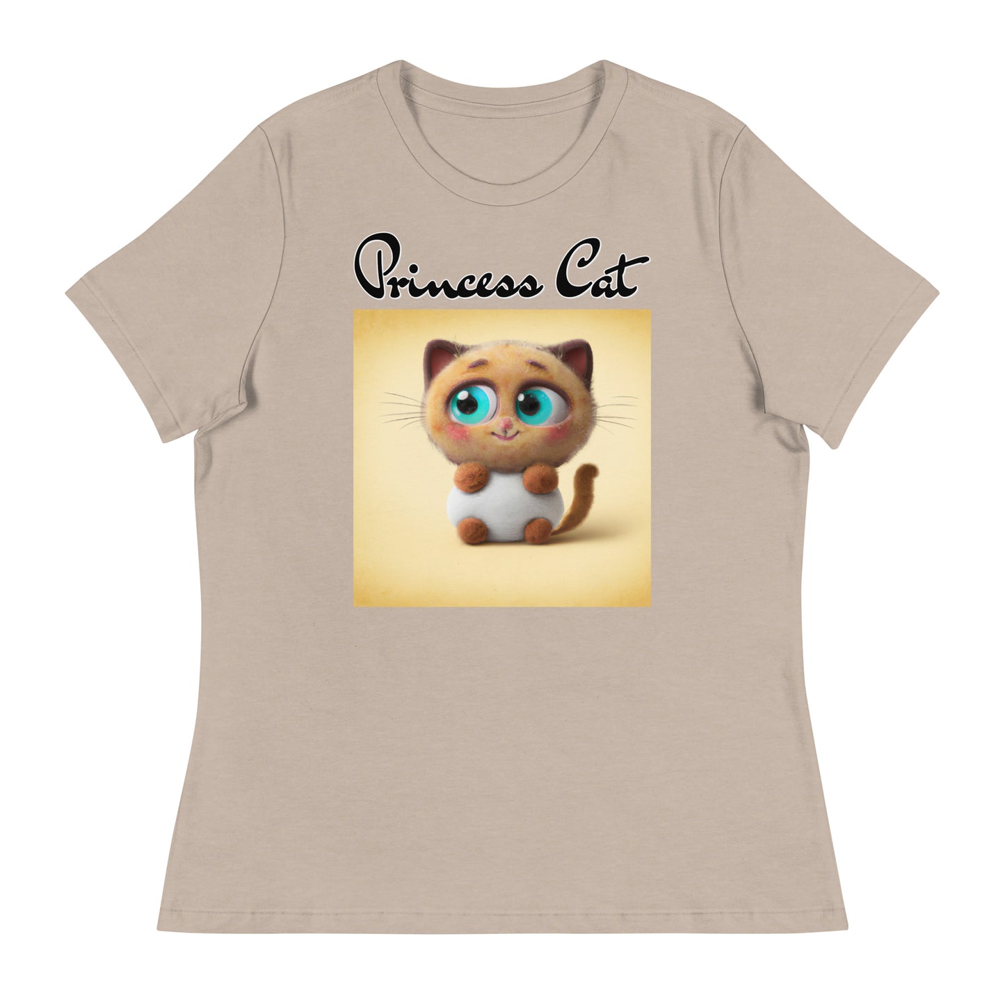 Women's T-Shirt with Happy Fluffy Kitten with a text "Princess Cat" at $25.97 found at Personalizedpetlovergifts