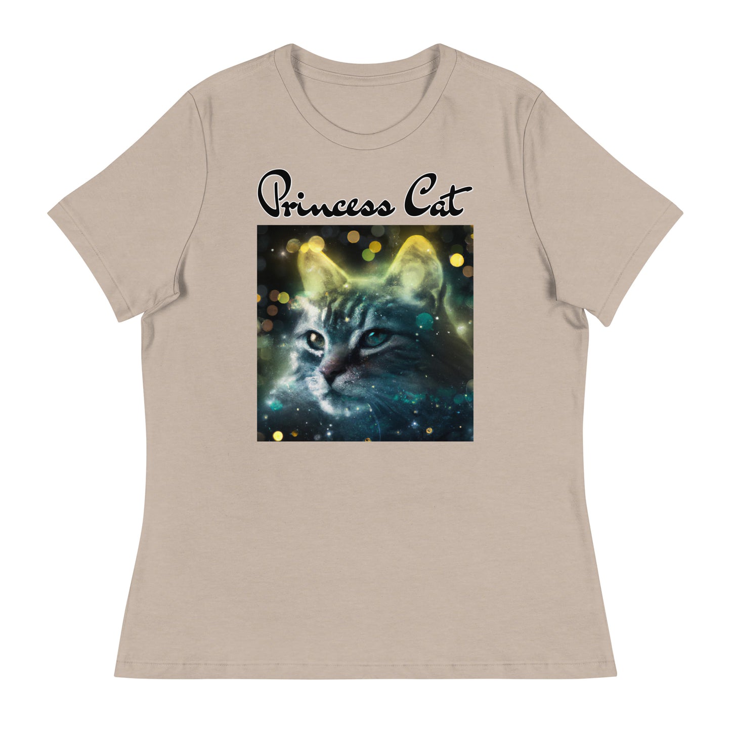 Women's T-Shirt with Green Space Cat with a text "Princess Cat" at $25.97 found at Personalizedpetlovergifts