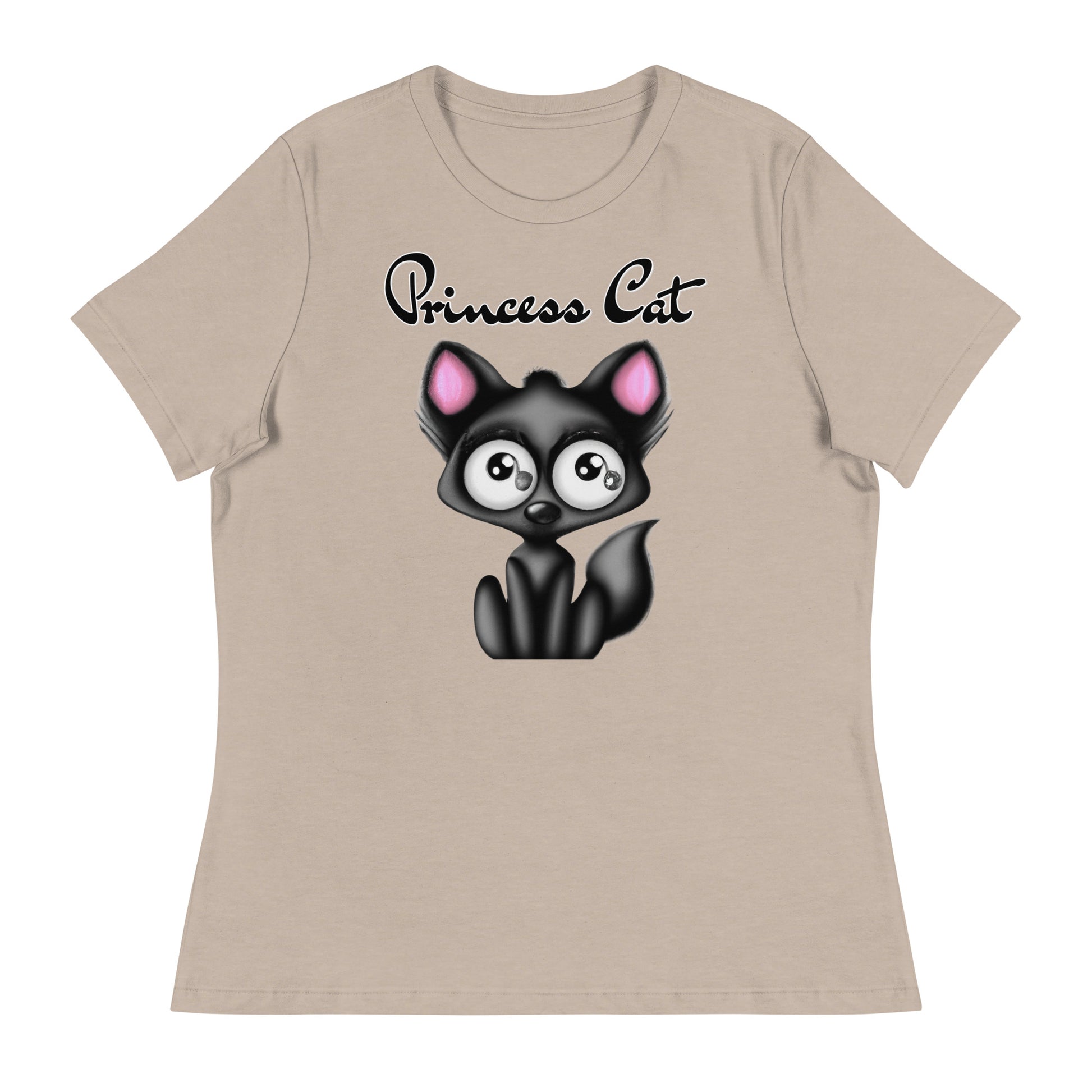 Women's T-Shirt with Funny Black Kitten with a text "Princess Cat" at $25.97 found at Personalizedpetlovergifts