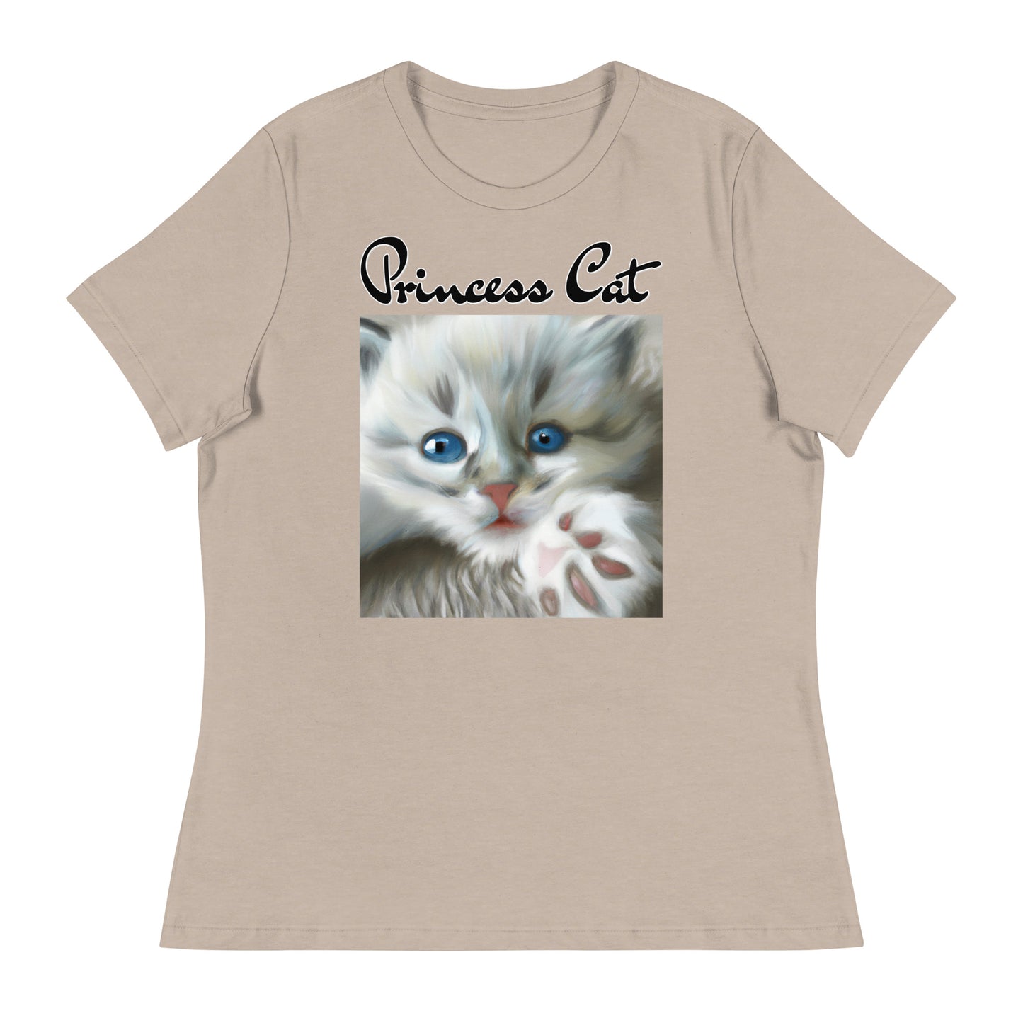 Women's T-Shirt with Fluffy Kitten With Fluffy Paw with a text "Princess Cat" at $25.97 found at Personalizedpetlovergifts