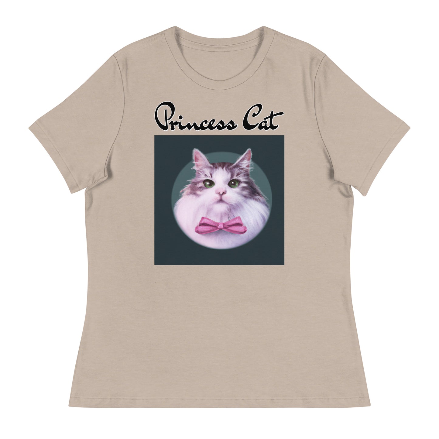 Women's T-Shirt with Fluffy Kitten With a Pink Bow with a text "Princess Cat" at $25.97 found at Personalizedpetlovergifts