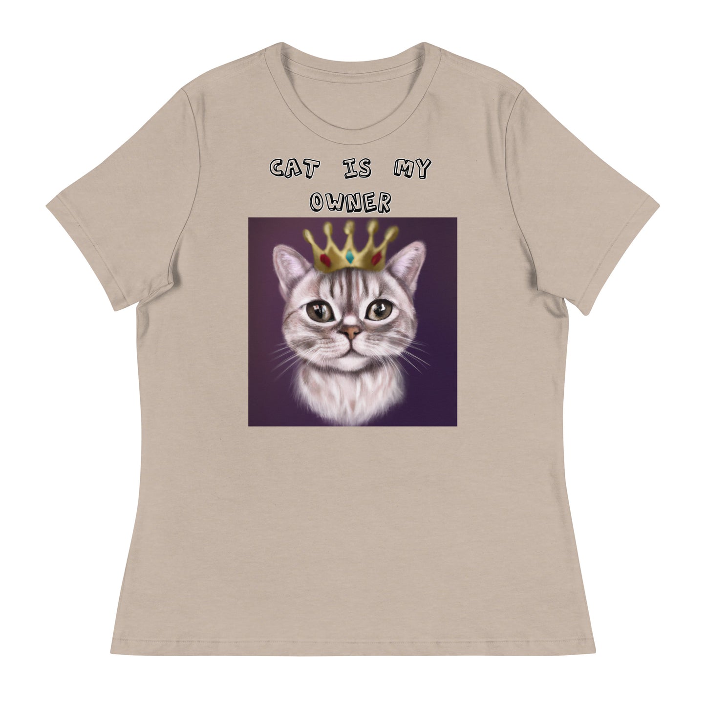 Women's White T-Shirt with Little Prince Kitten with a text "Cat Is My Owner" at $25.97 found at Personalizedpetlovergifts