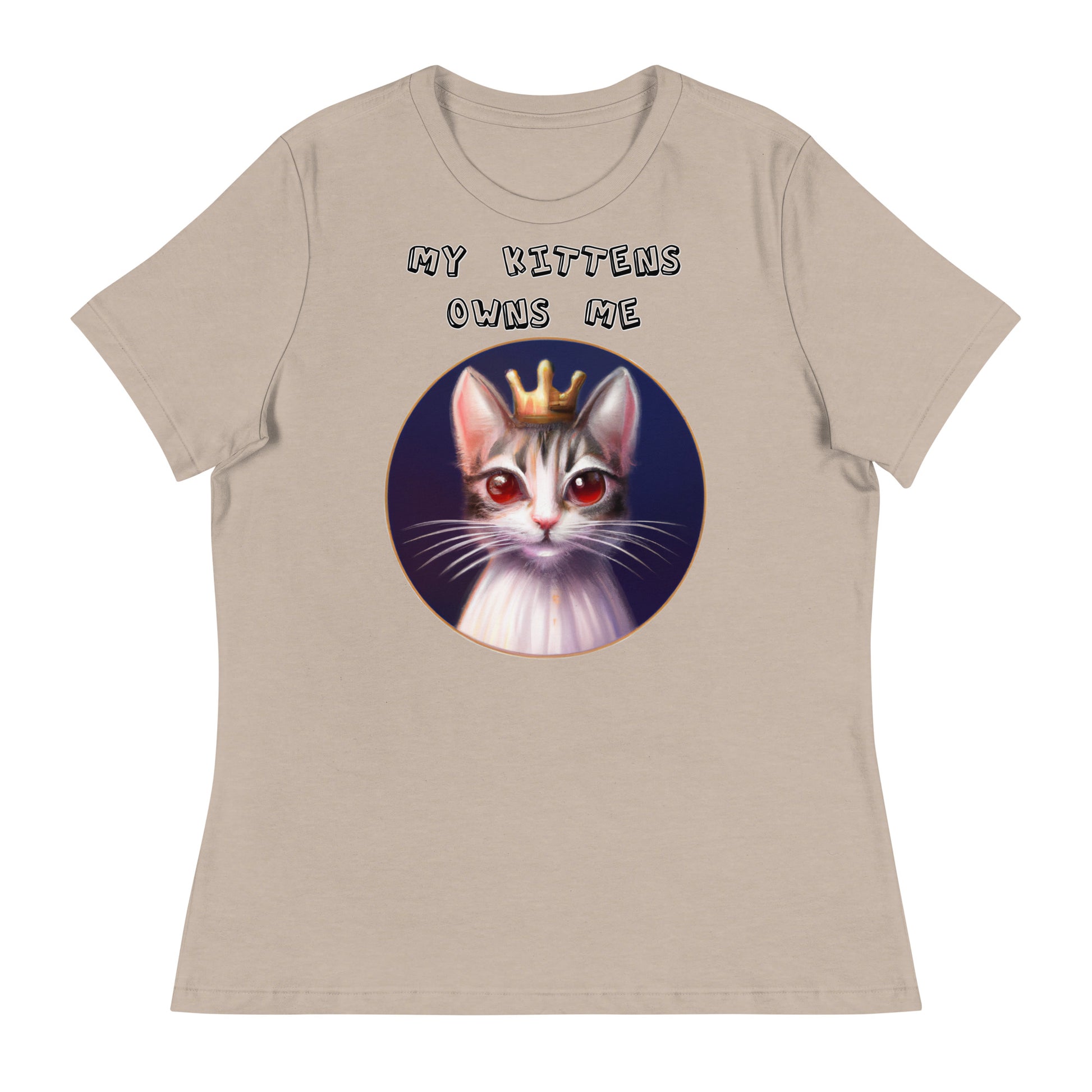 Women's T-Shirt with Princess Cat With Red Eyes with a text "My Kittens Own Me" at $25.97 found at Personalizedpetlovergifts