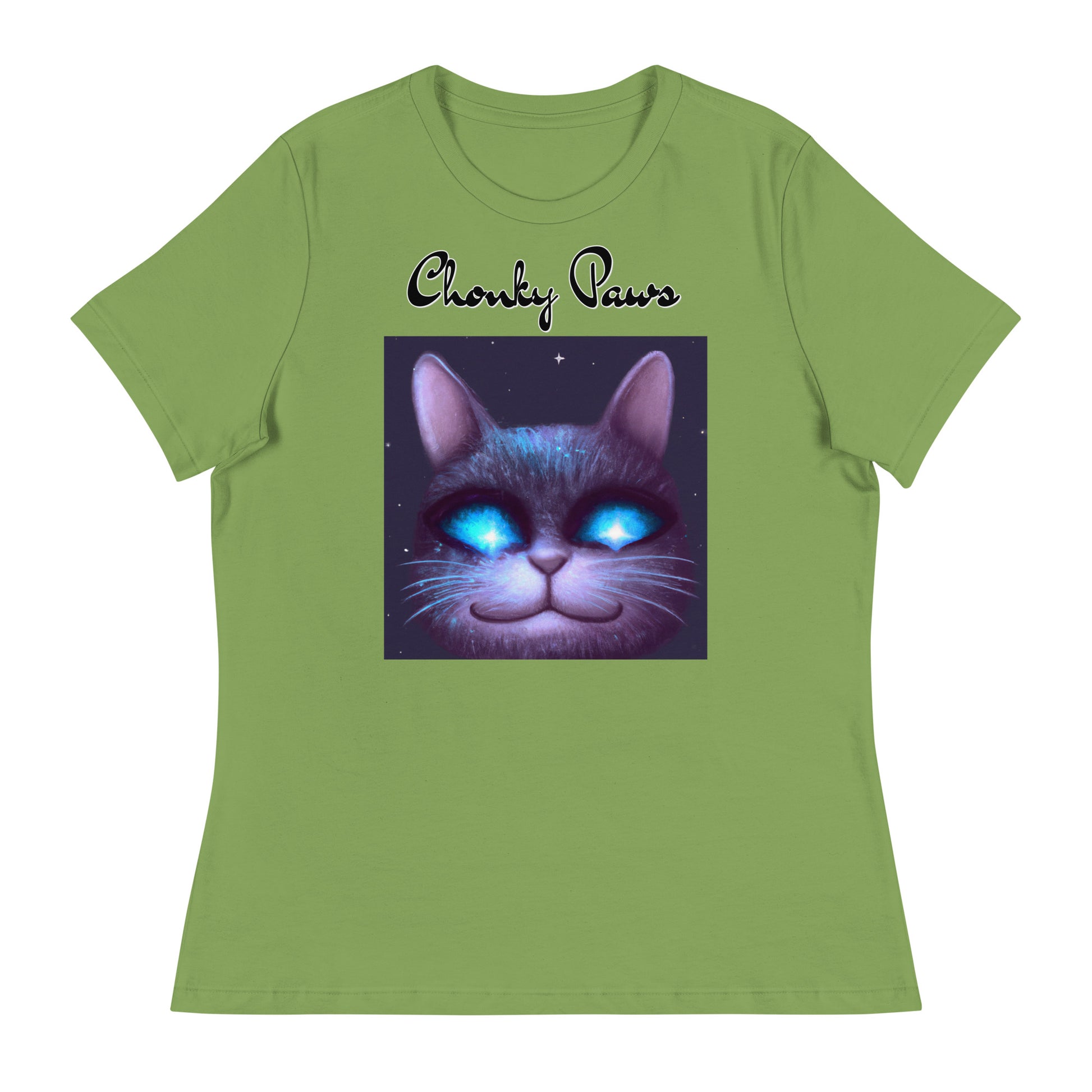 Women's T-Shirt with Happy Blue Eyed Cat with a text "Chonky Paws" at $25.97 found at Personalizedpetlovergifts