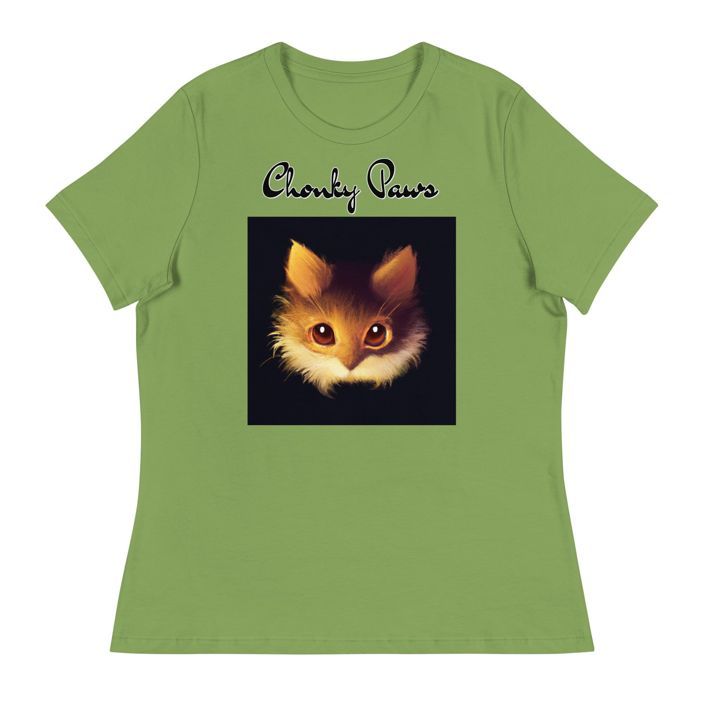 Women's T-Shirt with Fluffy Orange Cat Portrait with a text "Chonky Paws" at $25.97 found at Personalizedpetlovergifts