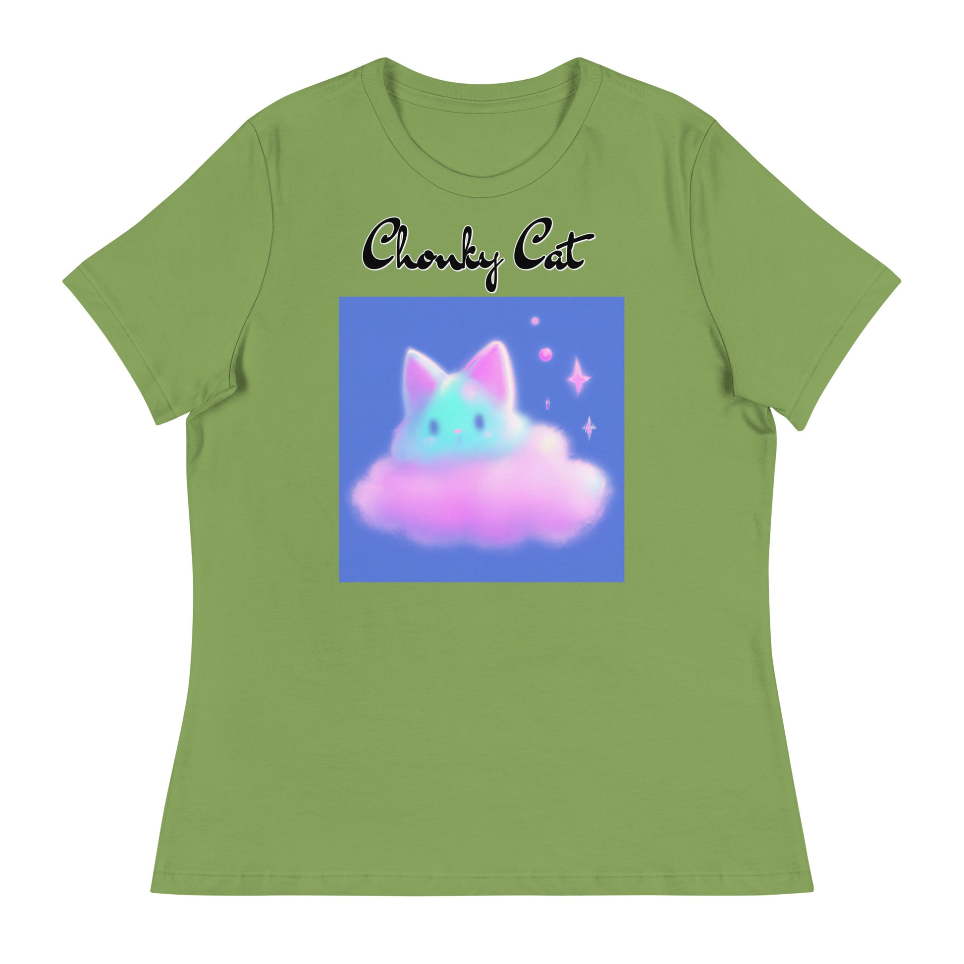 Women's T-Shirt with Fluffy Pink Cloud Kitten with a text "Chonky Cat" at $25.97 found at Personalizedpetlovergifts