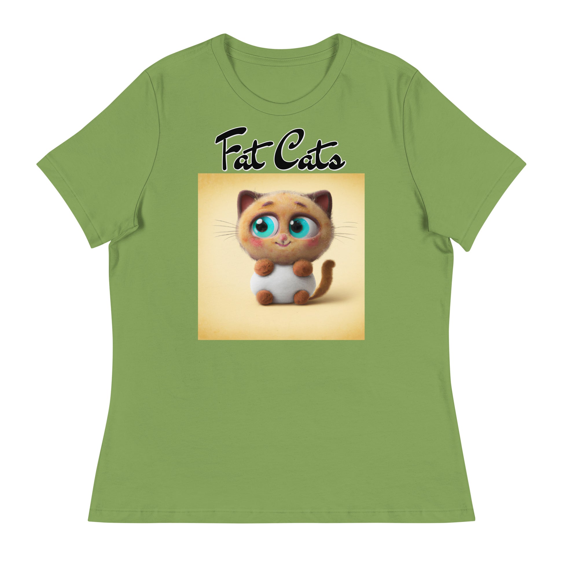 Women's T-Shirt with Happy Fluffy Kitten with a text "Fat Cats" at $25.97 found at Personalizedpetlovergifts