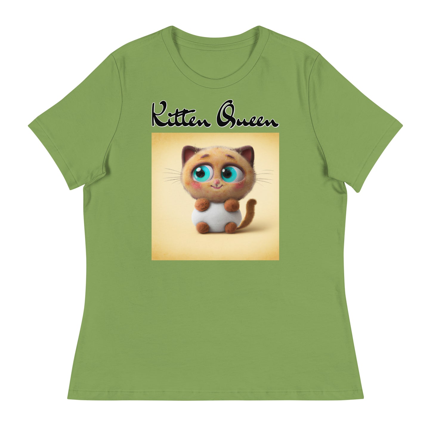 Women's T-Shirt with Happy Fluffy Kitten with a text "Kitten Queen" at $25.97 found at Personalizedpetlovergifts