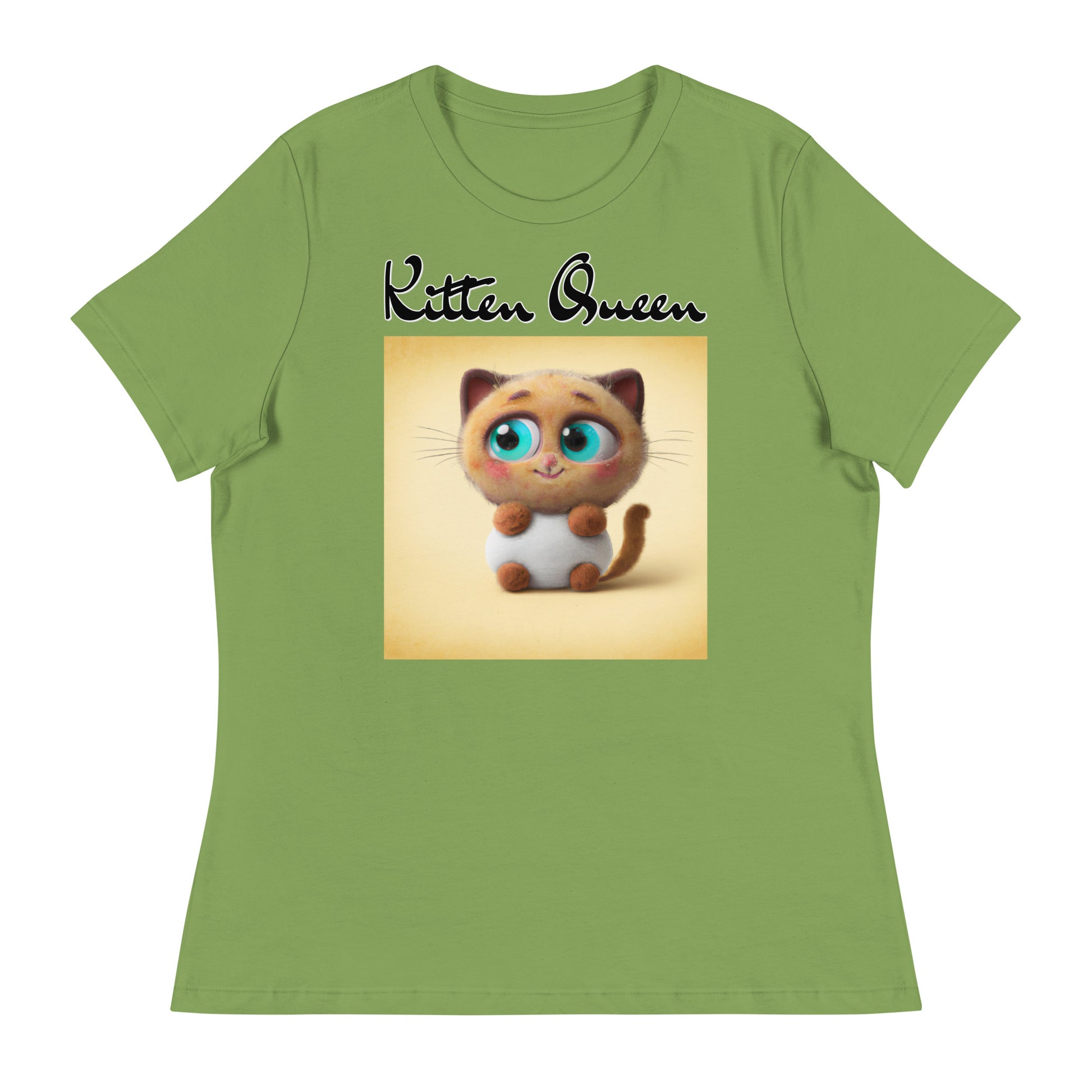 Women's T-Shirt with Happy Fluffy Kitten with a text "Kitten Queen" at $25.97 found at Personalizedpetlovergifts