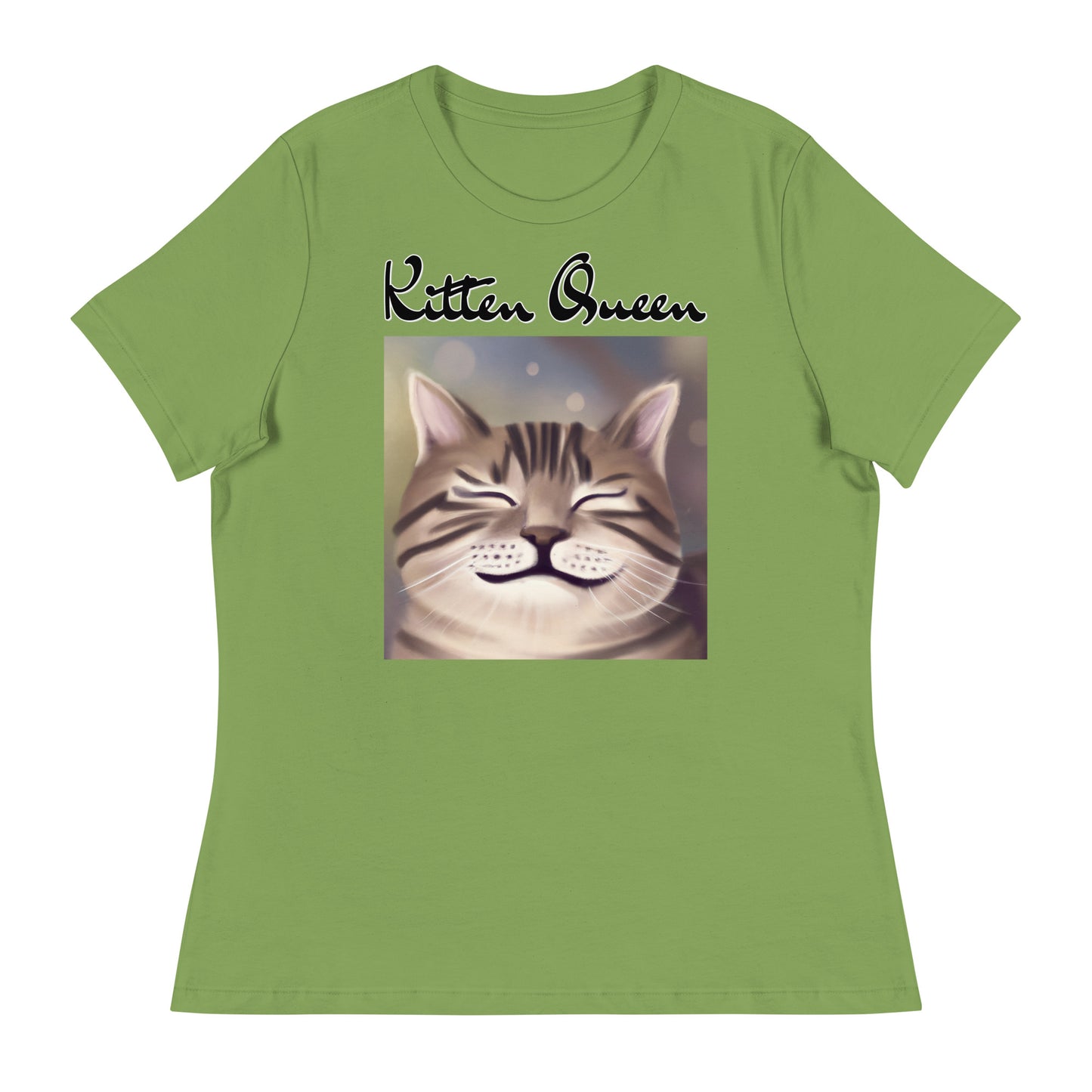 Women's T-Shirt with Happy Cat Purring with a text "Kitten Queen" at $25.97 found at Personalizedpetlovergifts