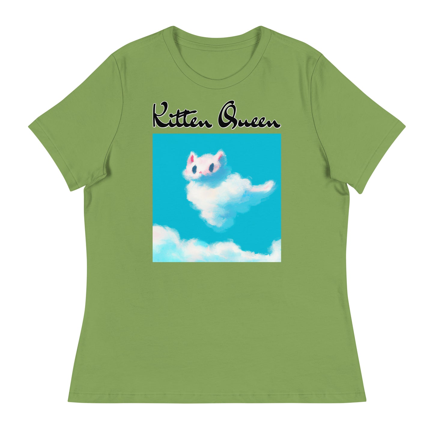 Women's T-Shirt with Fluffy White Cloud Kitten with a text "Kitten Queen" at $25.97 found at Personalizedpetlovergifts