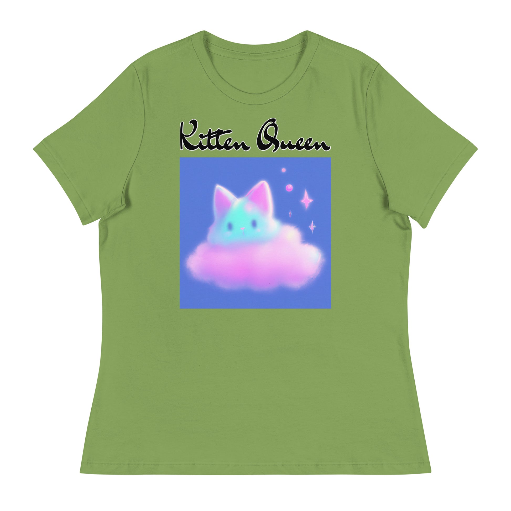 Women's T-Shirt with Fluffy Pink Cloud Kitten with a text "Kitten Queen" at $25.97 found at Personalizedpetlovergifts