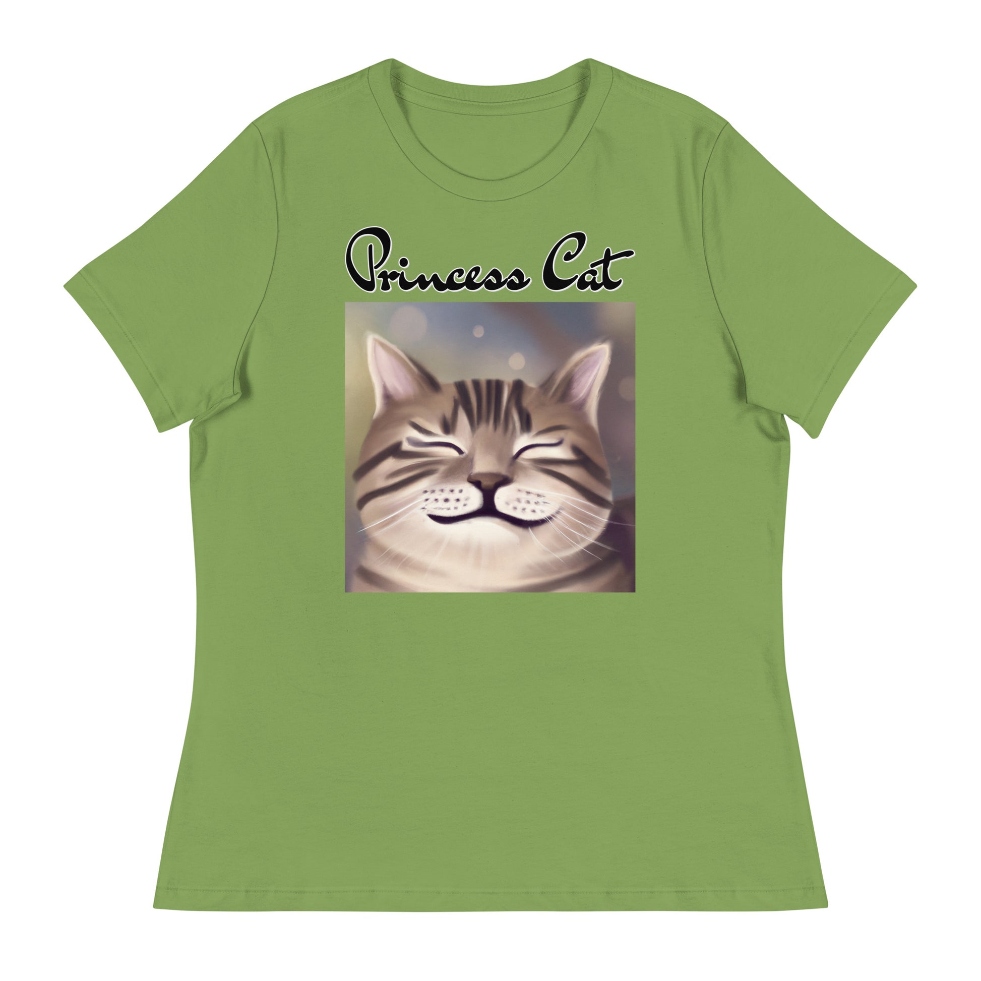 Women's T-Shirt with Happy Cat Purring with a text "Princess Cat" at $25.97 found at Personalizedpetlovergifts