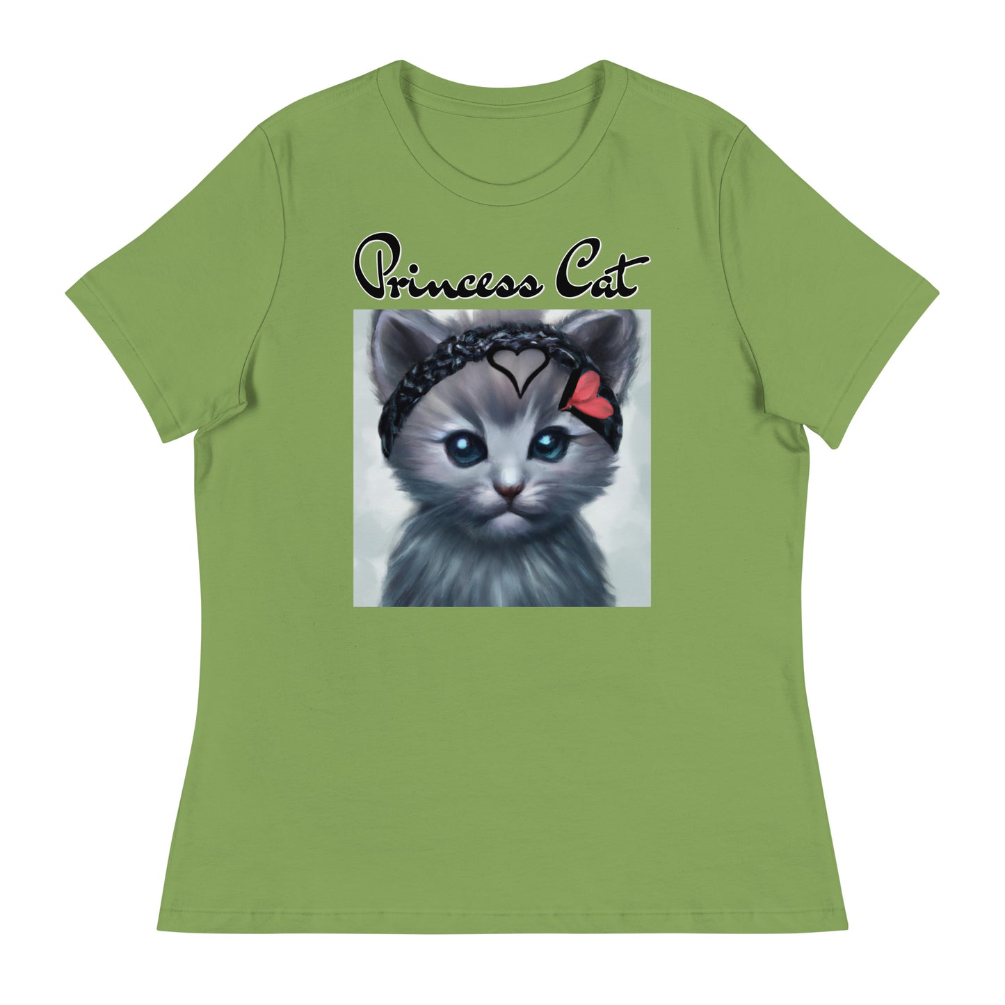 Women's T-Shirt with Grey Kitten With a Headband with a text "Princess Cat" at $25.97 found at Personalizedpetlovergifts