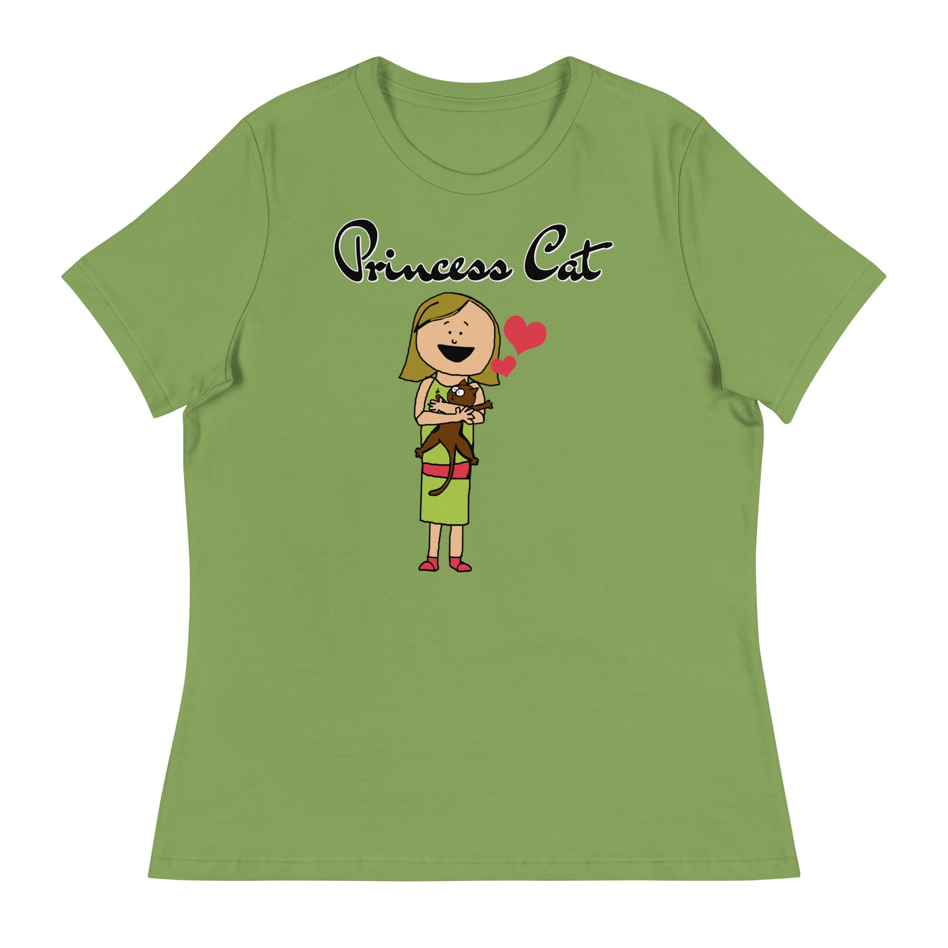 Women's T-Shirt with Girl Holding a Kitten with a text "Princess Cat" at $25.97 found at Personalizedpetlovergifts