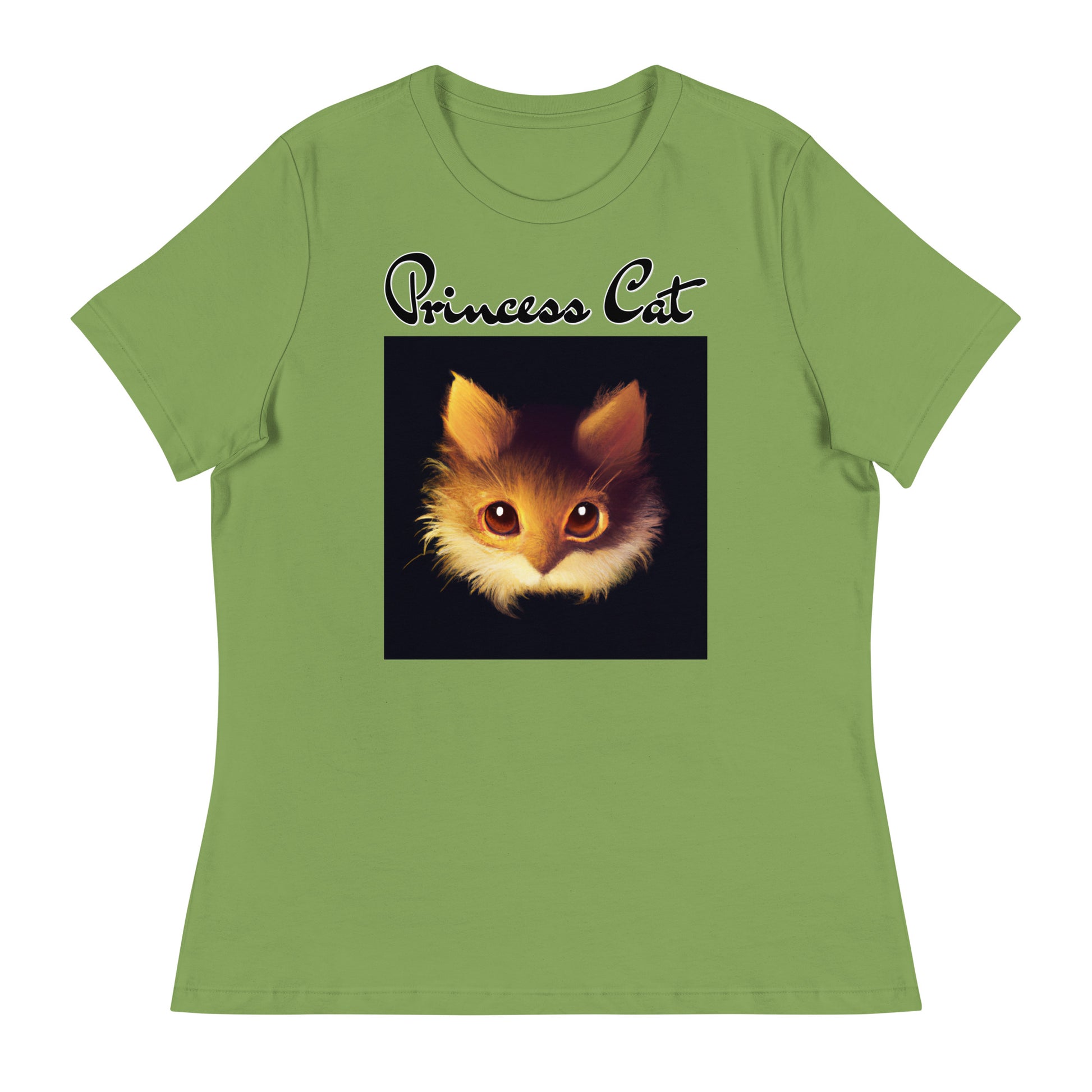 Women's T-Shirt with Fluffy Orange Cat Portrait with a text "Princess Cat" at $25.97 found at Personalizedpetlovergifts