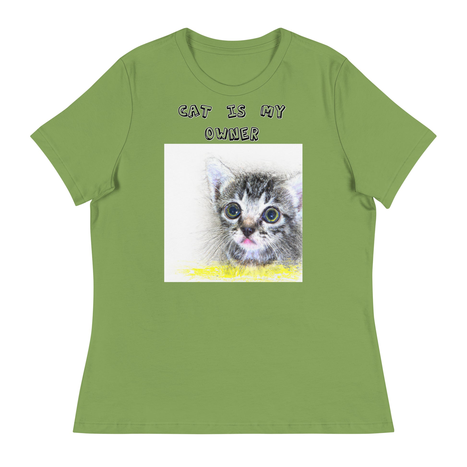 Women's White T-Shirt with Pencil Drawing Of a Cat with a text "Cat Is My Owner" at $25.97 found at Personalizedpetlovergifts