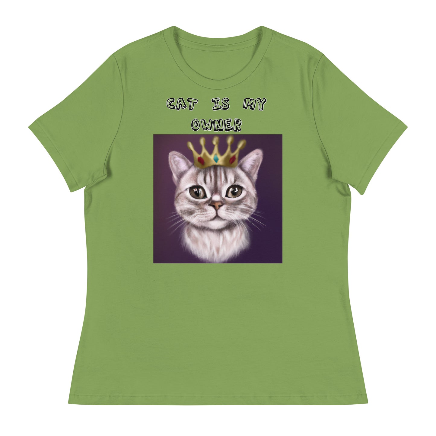 Women's White T-Shirt with Little Prince Kitten with a text "Cat Is My Owner" at $25.97 found at Personalizedpetlovergifts