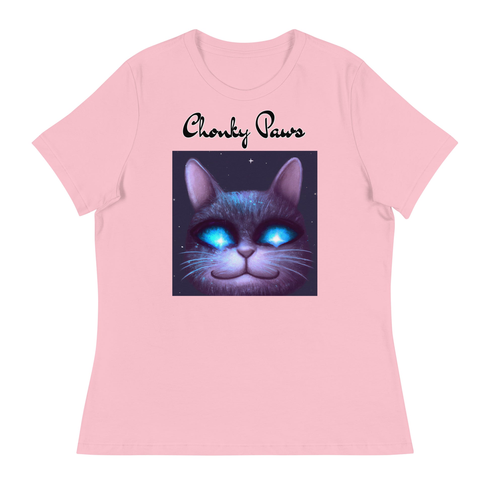 Women's T-Shirt with Happy Blue Eyed Cat with a text "Chonky Paws" at $25.97 found at Personalizedpetlovergifts