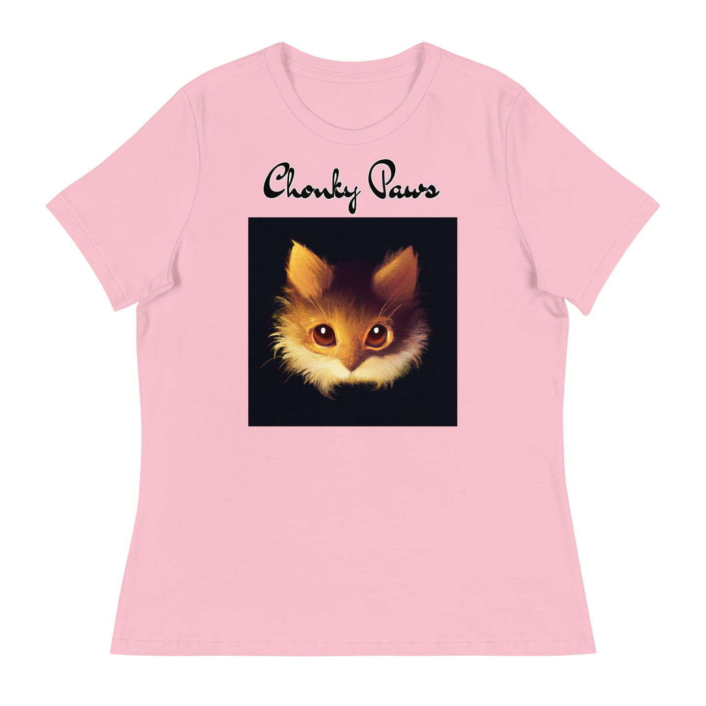 Women's T-Shirt with Fluffy Orange Cat Portrait with a text "Chonky Paws" at $25.97 found at Personalizedpetlovergifts