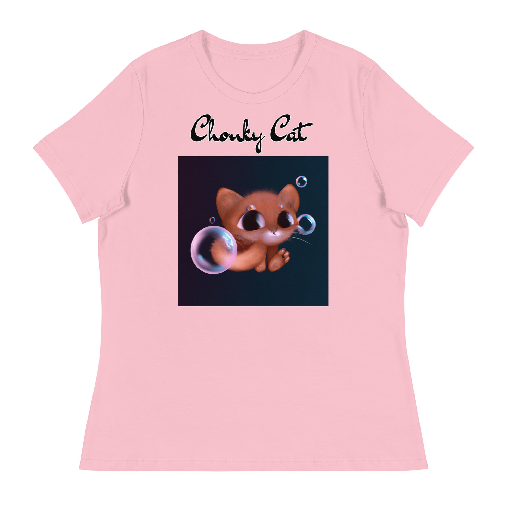 Women's T-Shirt with Kitten And Soap Bubbles with a text "Chonky Cat" at $25.97 found at Personalizedpetlovergifts