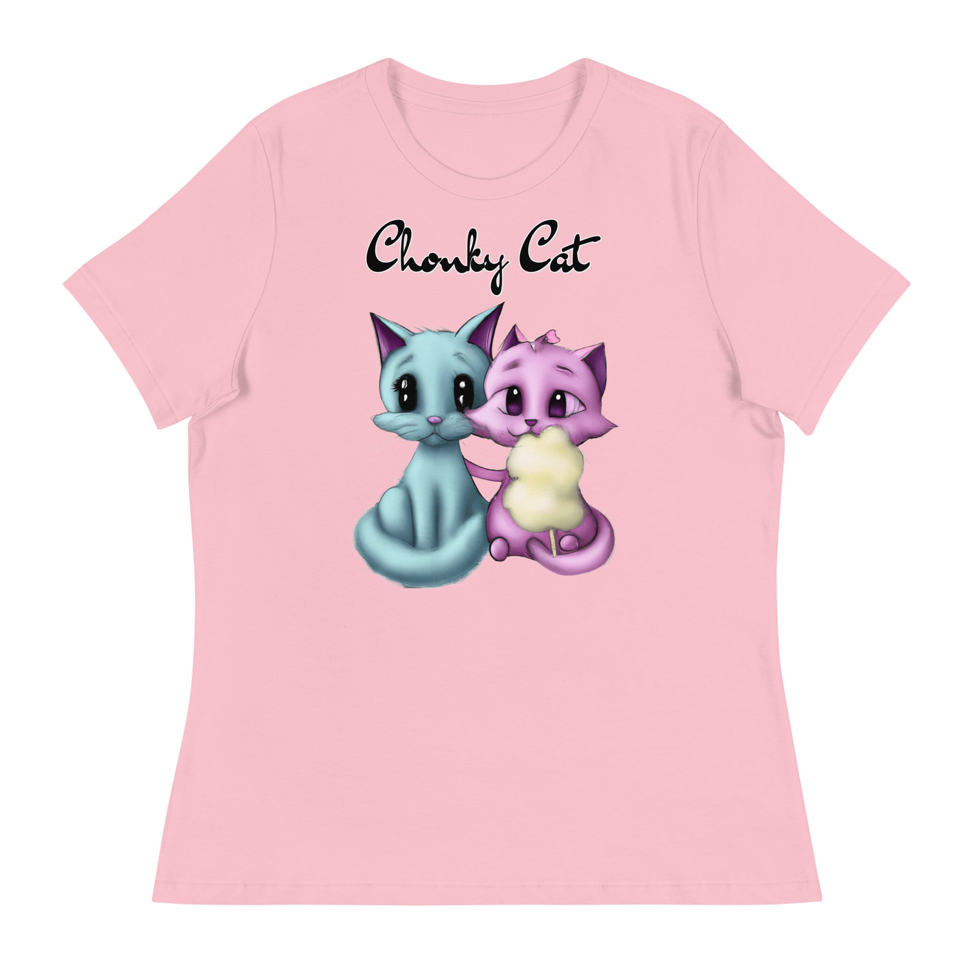 Women's T-Shirt with Hugging Kittens With Cotton Candy with a text "Chonky Cat" at $25.97 found at Personalizedpetlovergifts