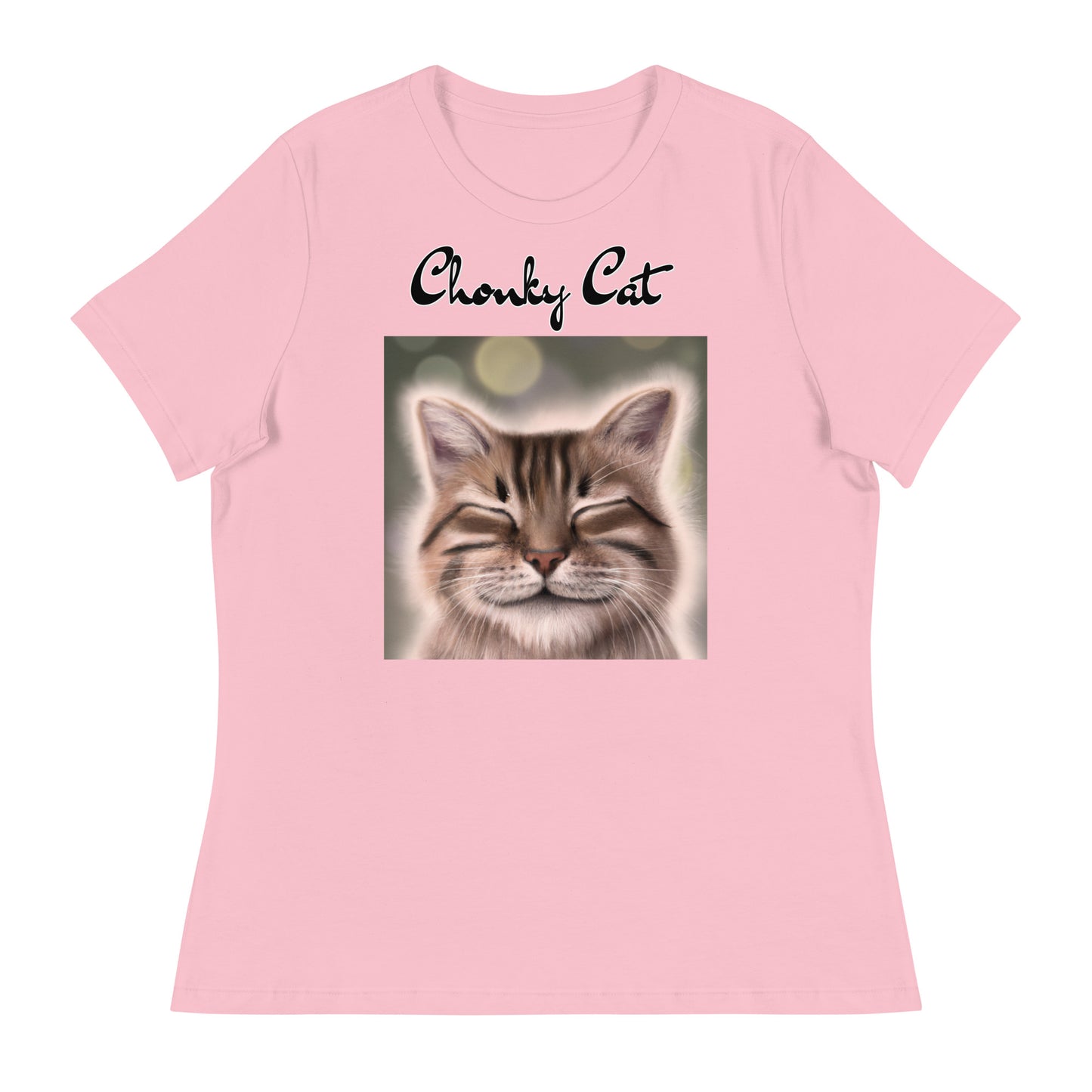 Women's T-Shirt with Happy Cat with a text "Chonky Cat" at $25.97 found at Personalizedpetlovergifts