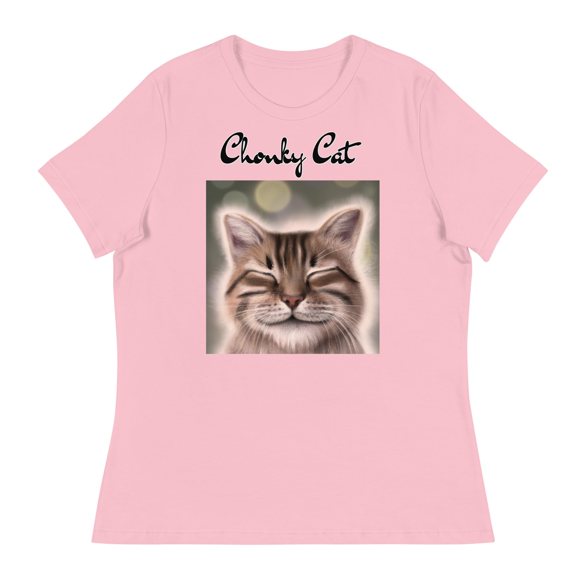 Women's T-Shirt with Happy Cat with a text "Chonky Cat" at $25.97 found at Personalizedpetlovergifts