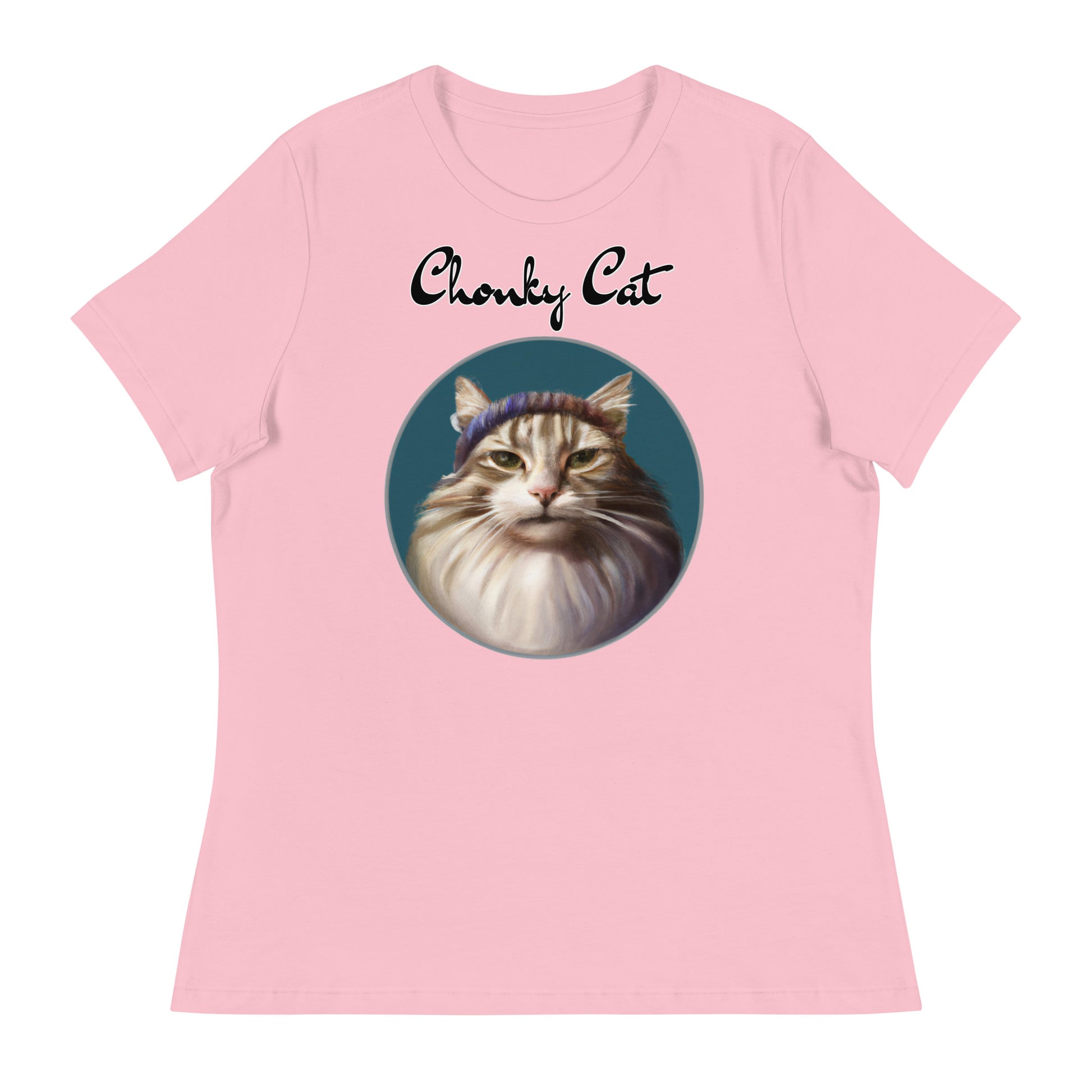 Women's T-Shirt with Fluffy Kitten With a Wool Headband with a text "Chonky Cat" at $25.97 found at Personalizedpetlovergifts