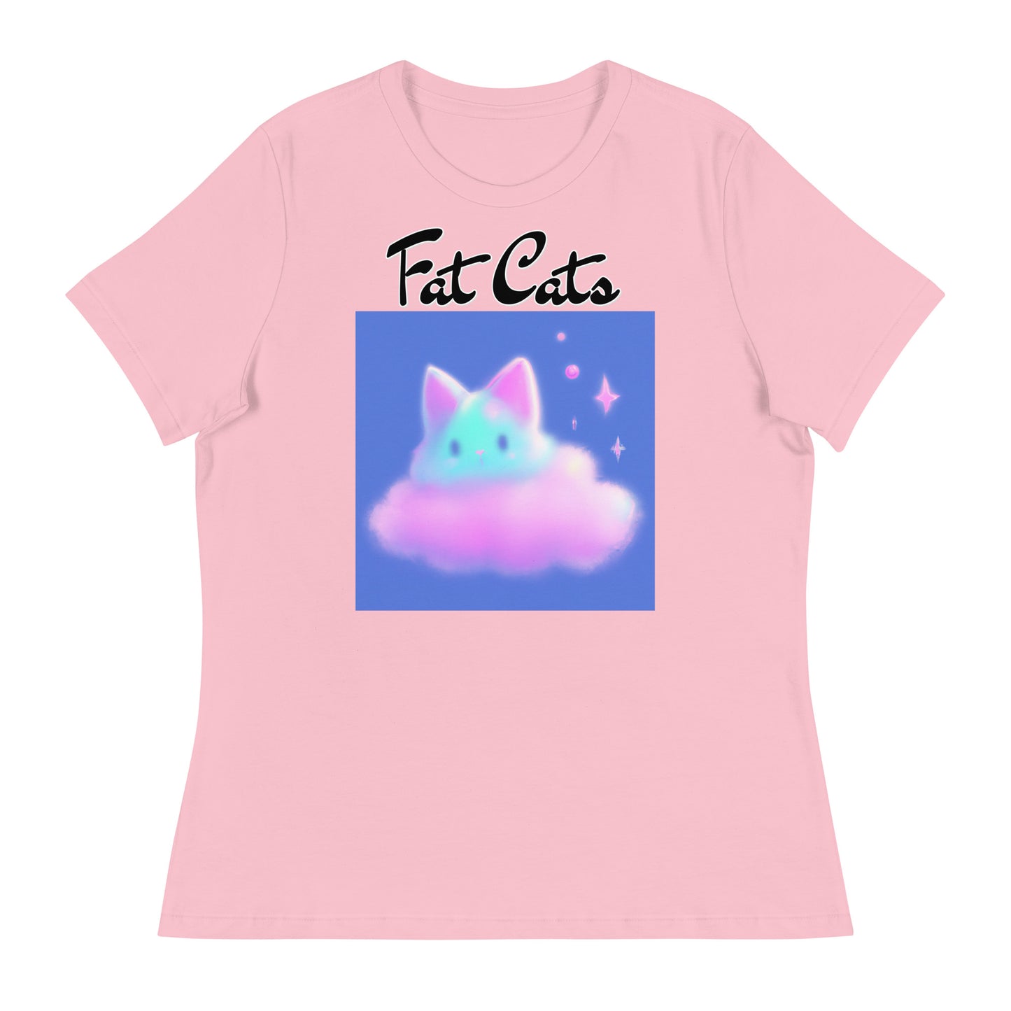 Women's T-Shirt with Fluffy Pink Cloud Kitten with a text "Fat Cats" at $25.97 found at Personalizedpetlovergifts