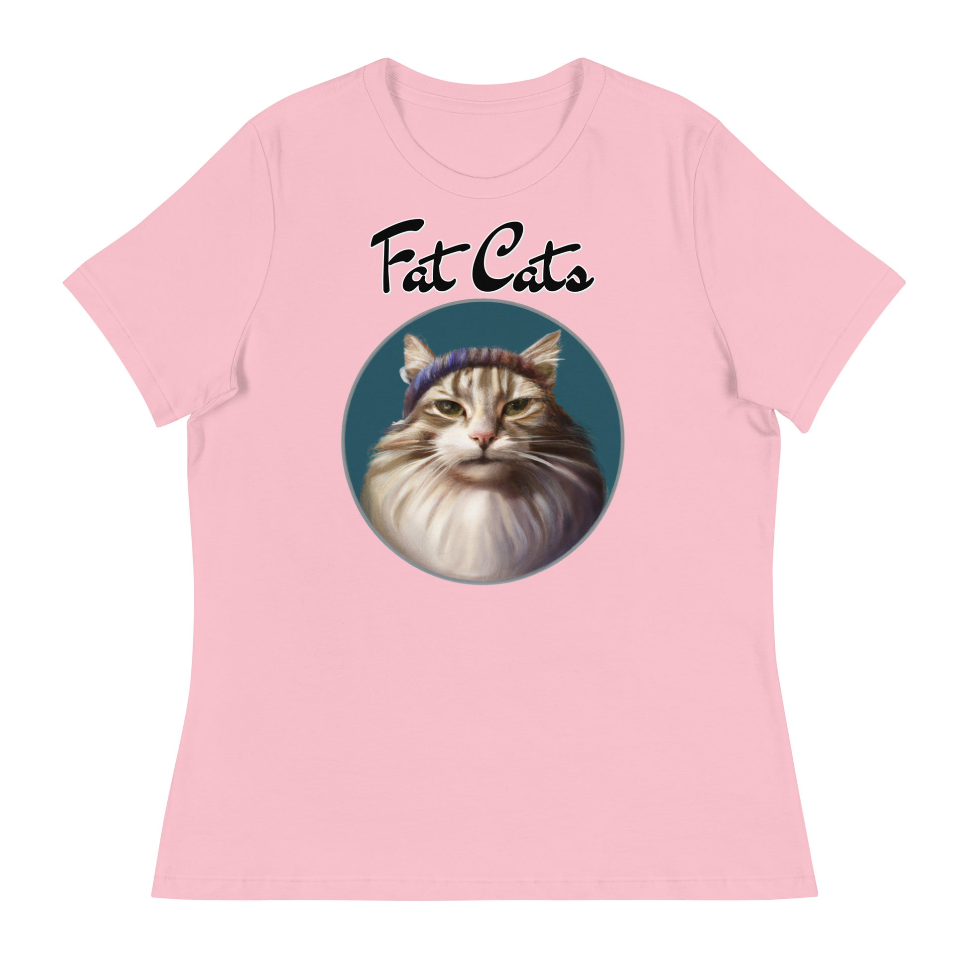 Women's T-Shirt with Fluffy Kitten With a Wool Headband with a text "Fat Cats" at $25.97 found at Personalizedpetlovergifts