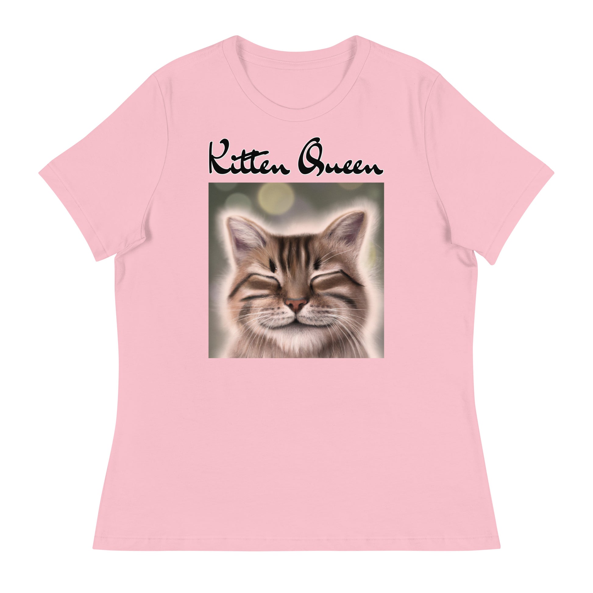 Women's T-Shirt with Happy Cat with a text "Kitten Queen" at $25.97 found at Personalizedpetlovergifts