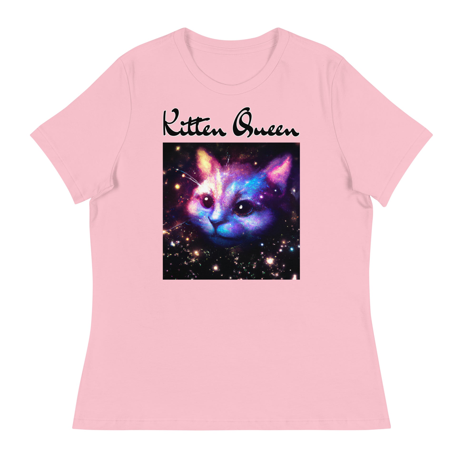 Women's T-Shirt with Galaxy Cat with a text "Kitten Queen" at $25.97 found at Personalizedpetlovergifts