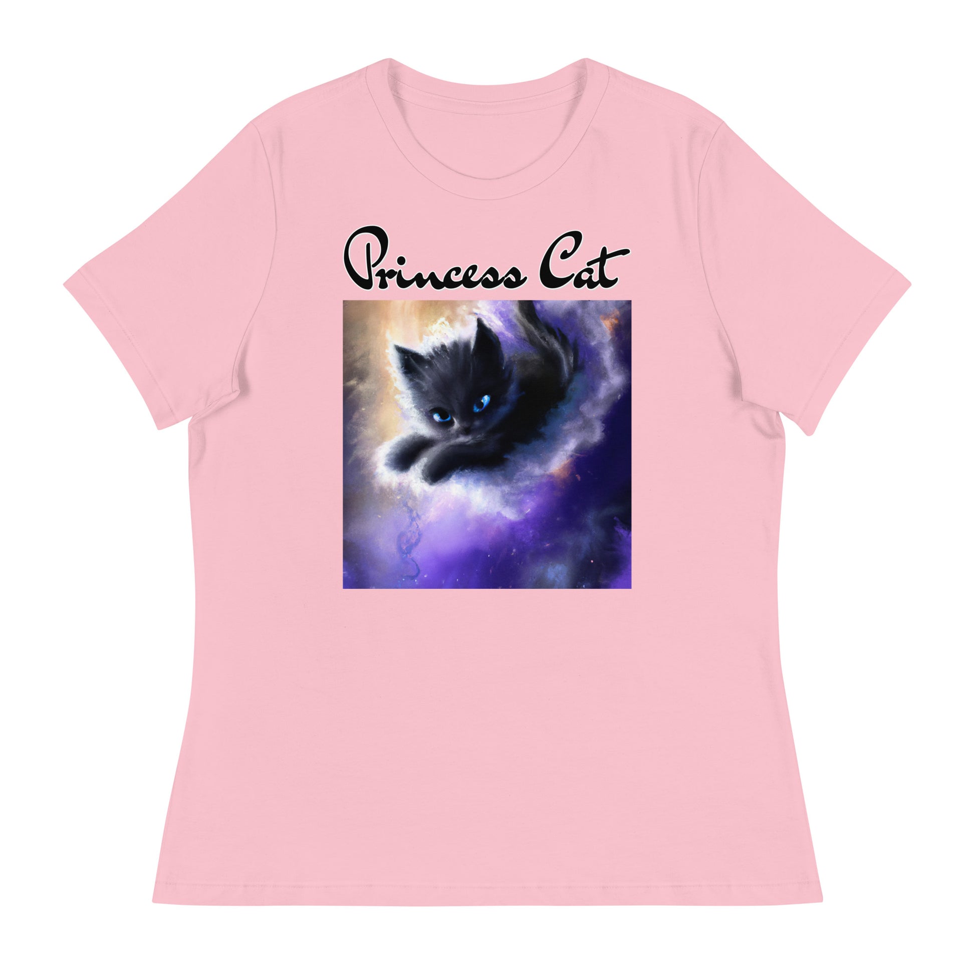 Women's T-Shirt with Kitten In A Cosmic Cloud with a text "Princess Cat" at $25.97 found at Personalizedpetlovergifts