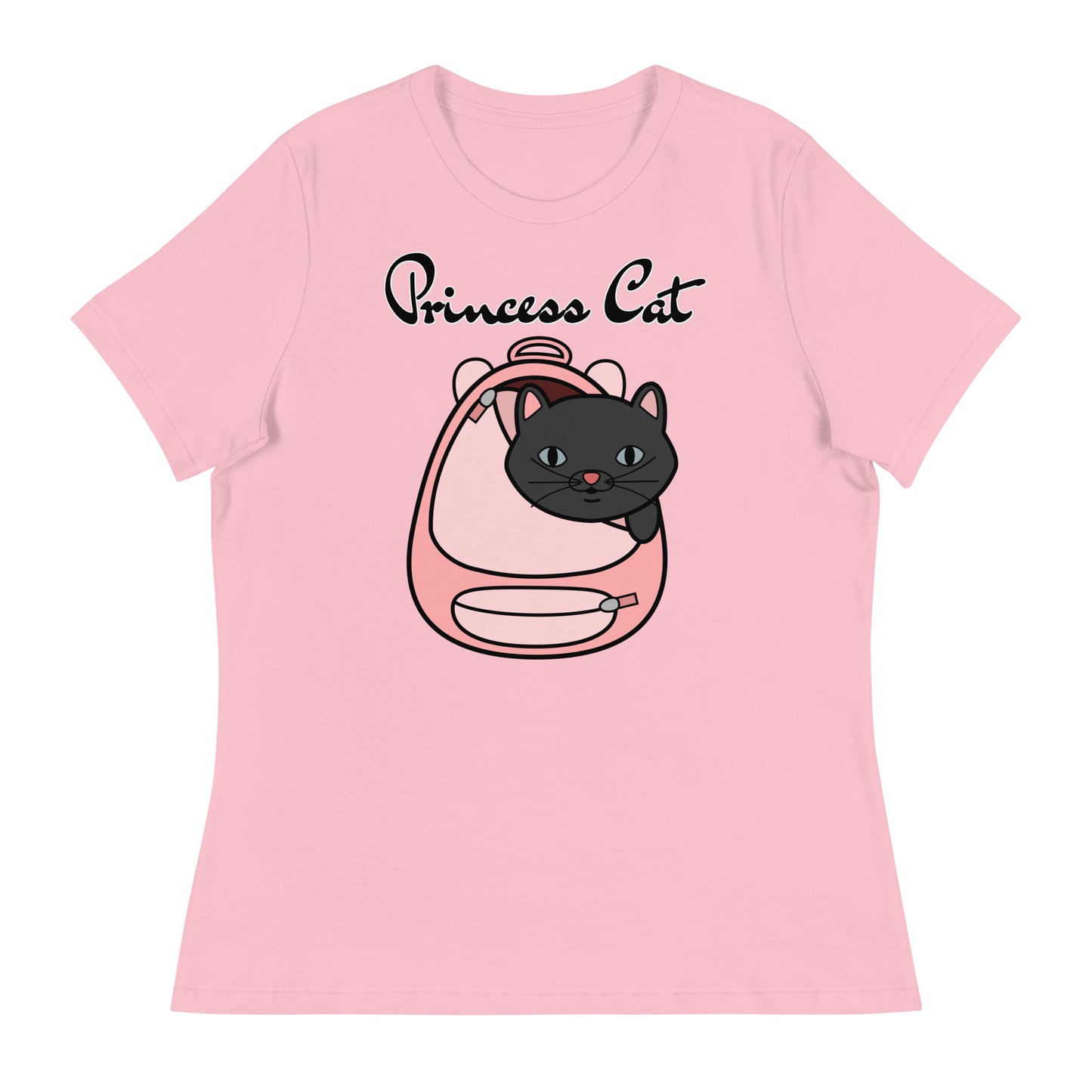 Women's T-Shirt with Kitten In a Backpack with a text "Princess Cat" at $25.97 found at Personalizedpetlovergifts