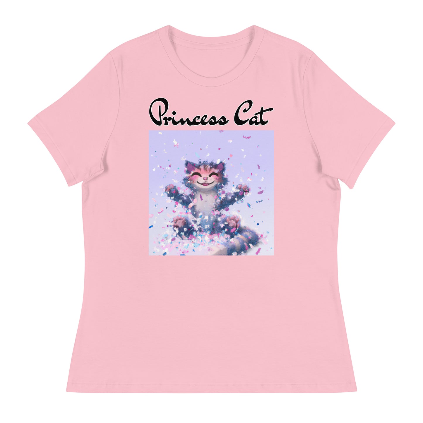 Women's T-Shirt with Kitten Enjoying Confetti with a text "Princess Cat" at $25.97 found at Personalizedpetlovergifts