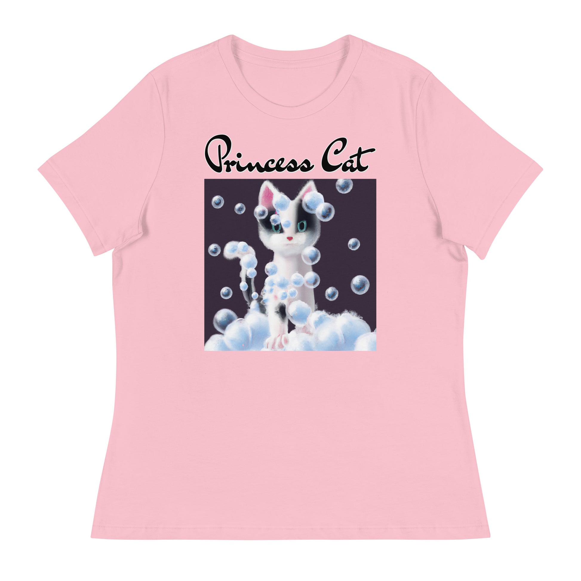 Women's T-Shirt with Kitten Covered In Bubbles with a text "Princess Cat" at $25.97 found at Personalizedpetlovergifts