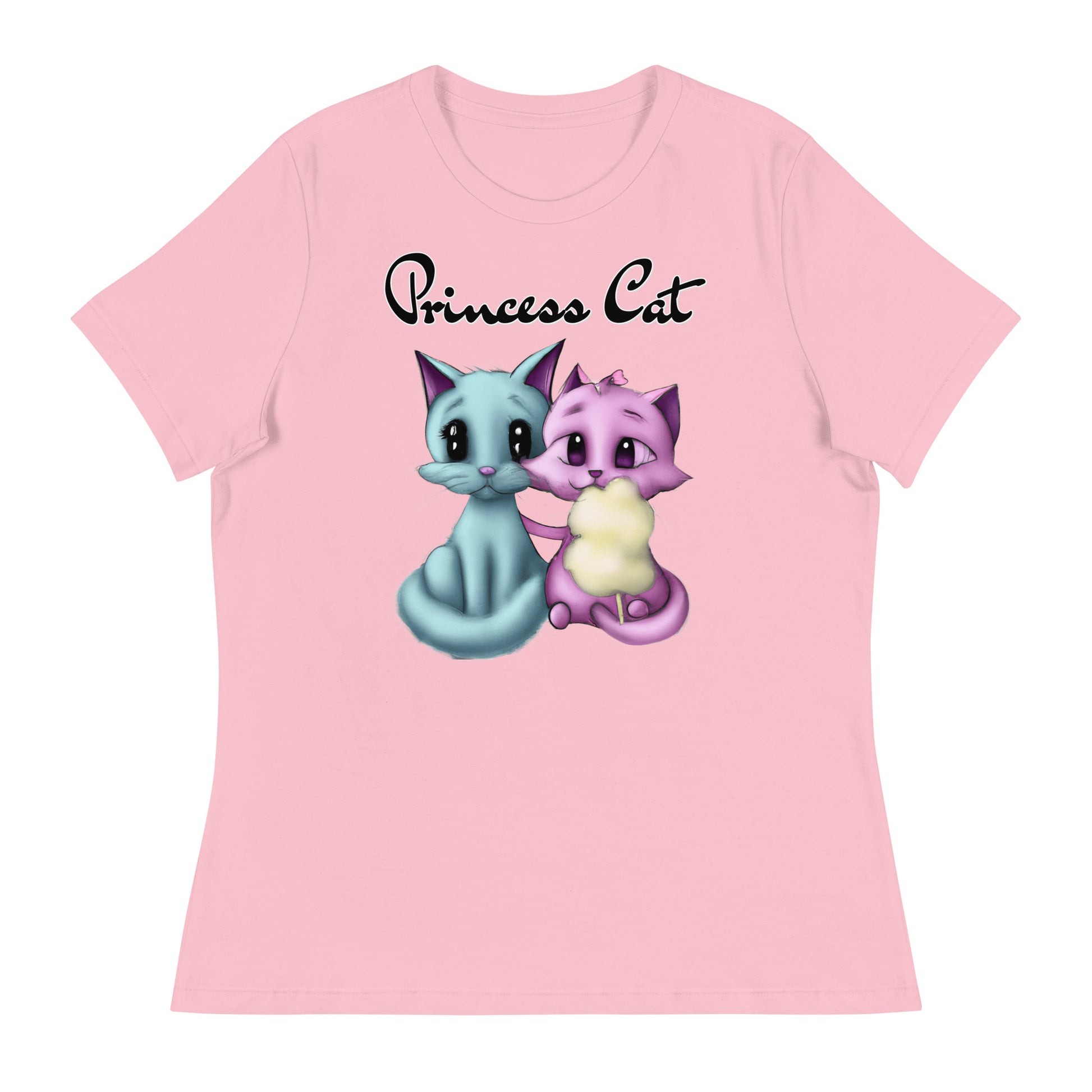 Women's T-Shirt with Hugging Kittens With Cotton Candy with a text "Princess Cat" at $25.97 found at Personalizedpetlovergifts