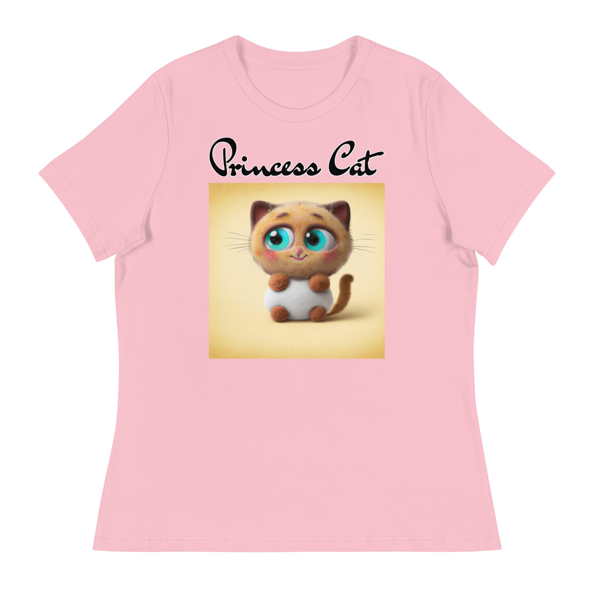 Women's T-Shirt with Happy Fluffy Kitten with a text "Princess Cat" at $25.97 found at Personalizedpetlovergifts