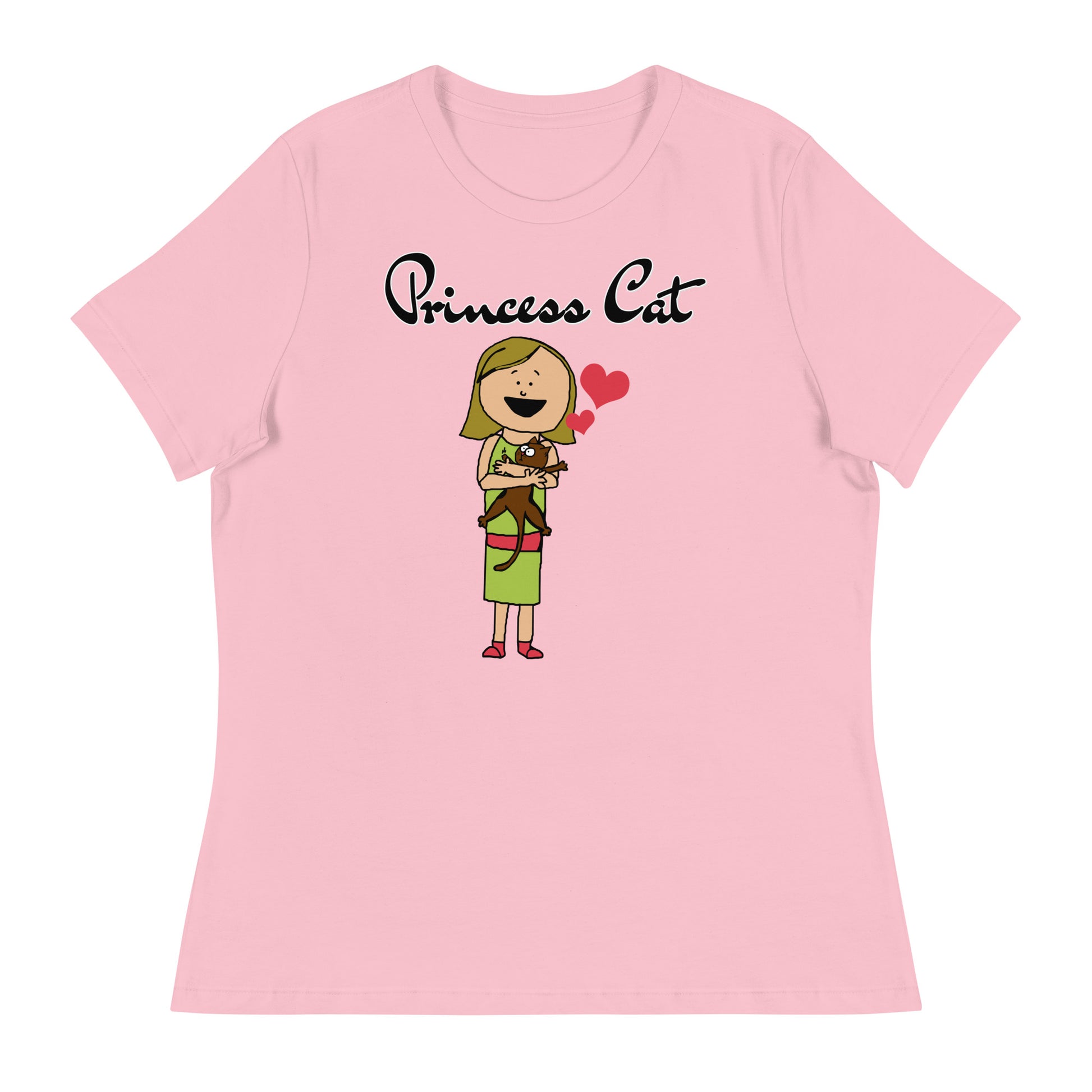 Women's T-Shirt with Girl Holding a Kitten with a text "Princess Cat" at $25.97 found at Personalizedpetlovergifts