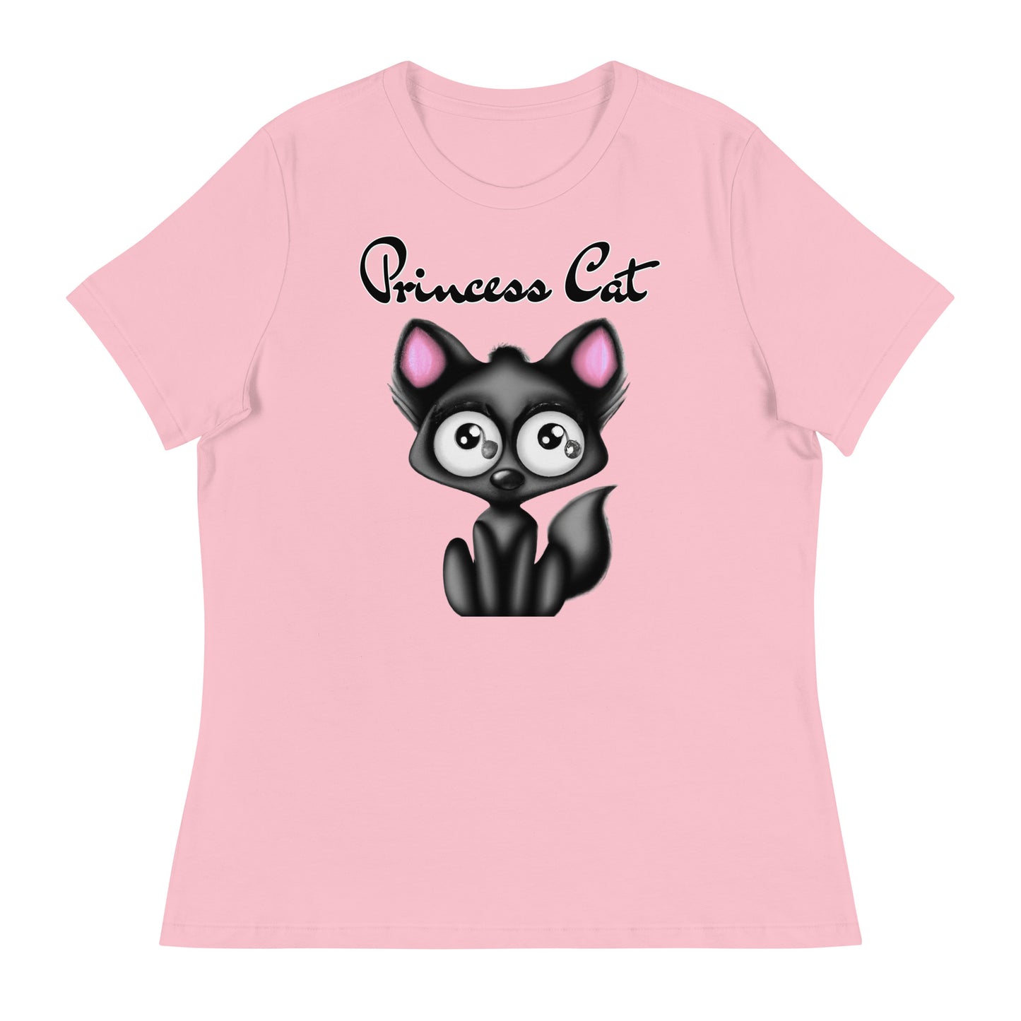 Women's T-Shirt with Funny Black Kitten with a text "Princess Cat" at $25.97 found at Personalizedpetlovergifts