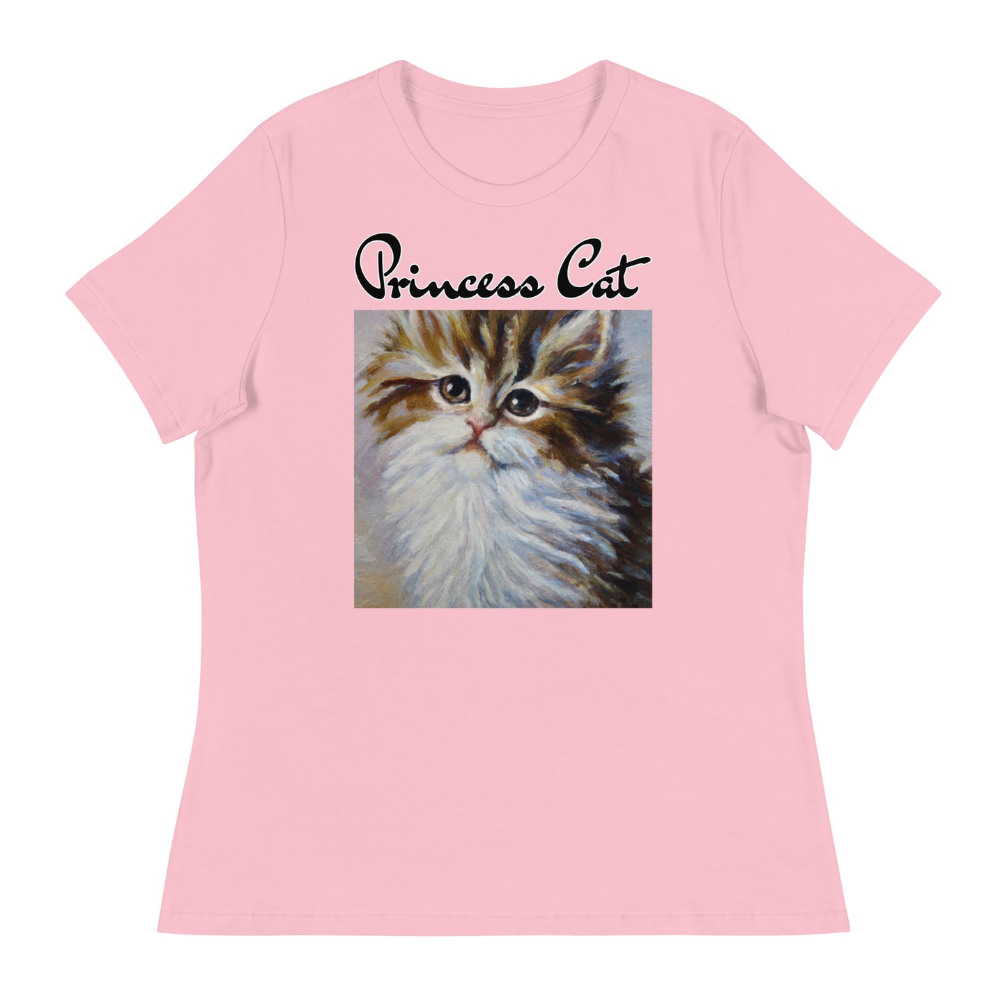 Women's T-Shirt with Fluffy Wispy Kitten Oil Painting with a text "Princess Cat" at $25.97 found at Personalizedpetlovergifts