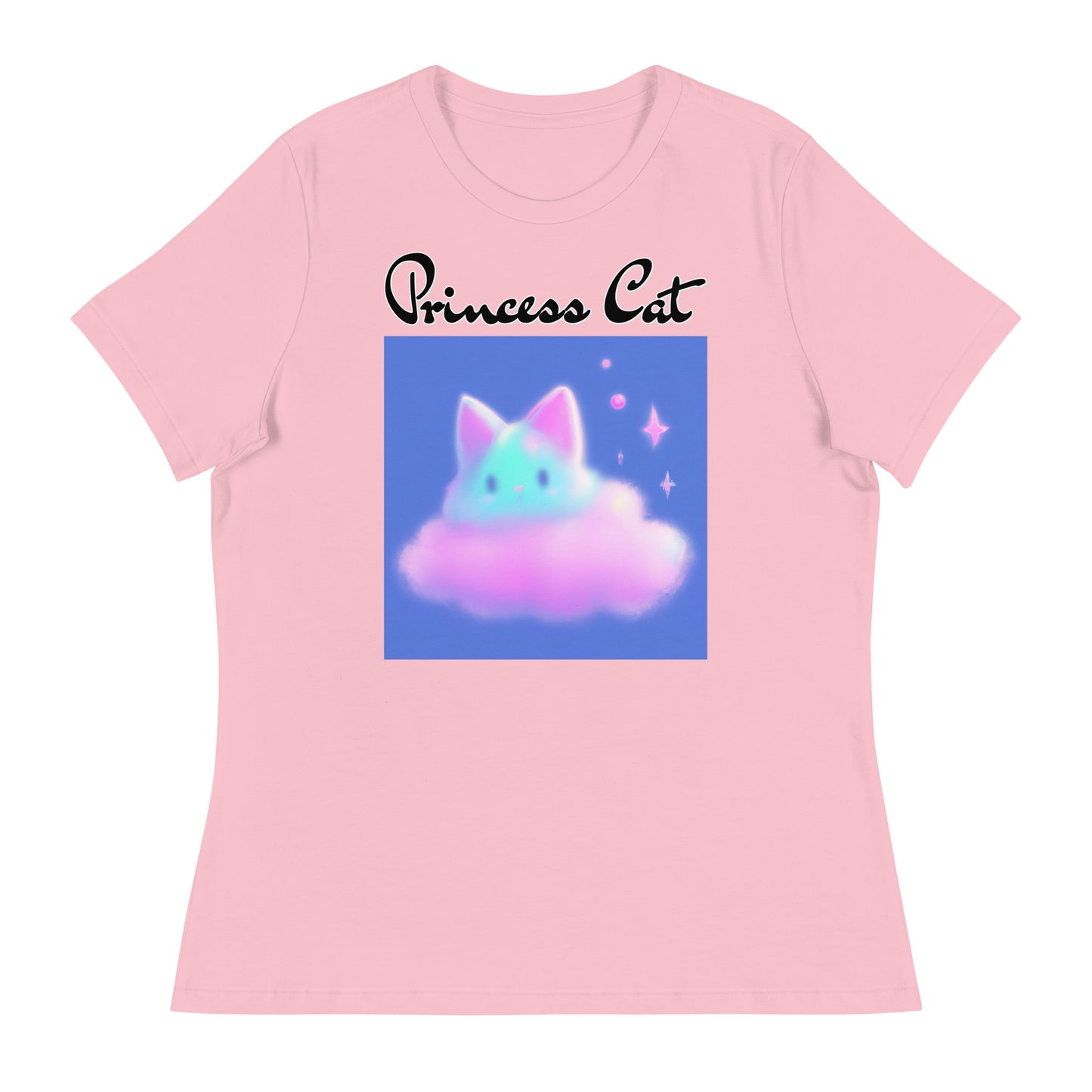 Women's T-Shirt with Fluffy Pink Cloud Kitten with a text "Princess Cat" at $25.97 found at Personalizedpetlovergifts