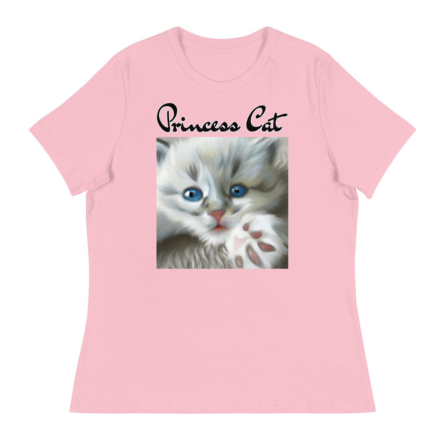 Women's T-Shirt with Fluffy Kitten With Fluffy Paw with a text "Princess Cat" at $25.97 found at Personalizedpetlovergifts