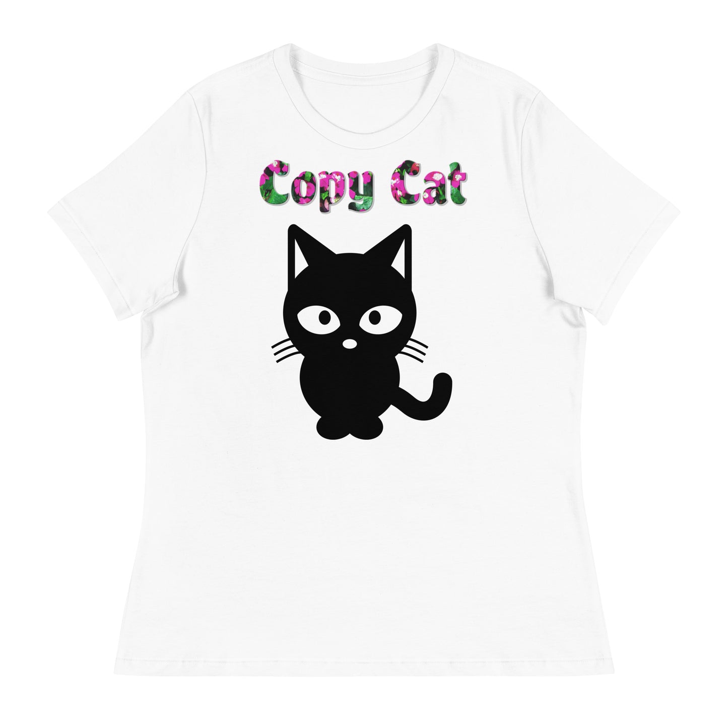 Womens WhiteT-Shirt with Black Cat Silhouette with a text "Copy Cat" at $25.97 found at Personalizedpetlovergifts