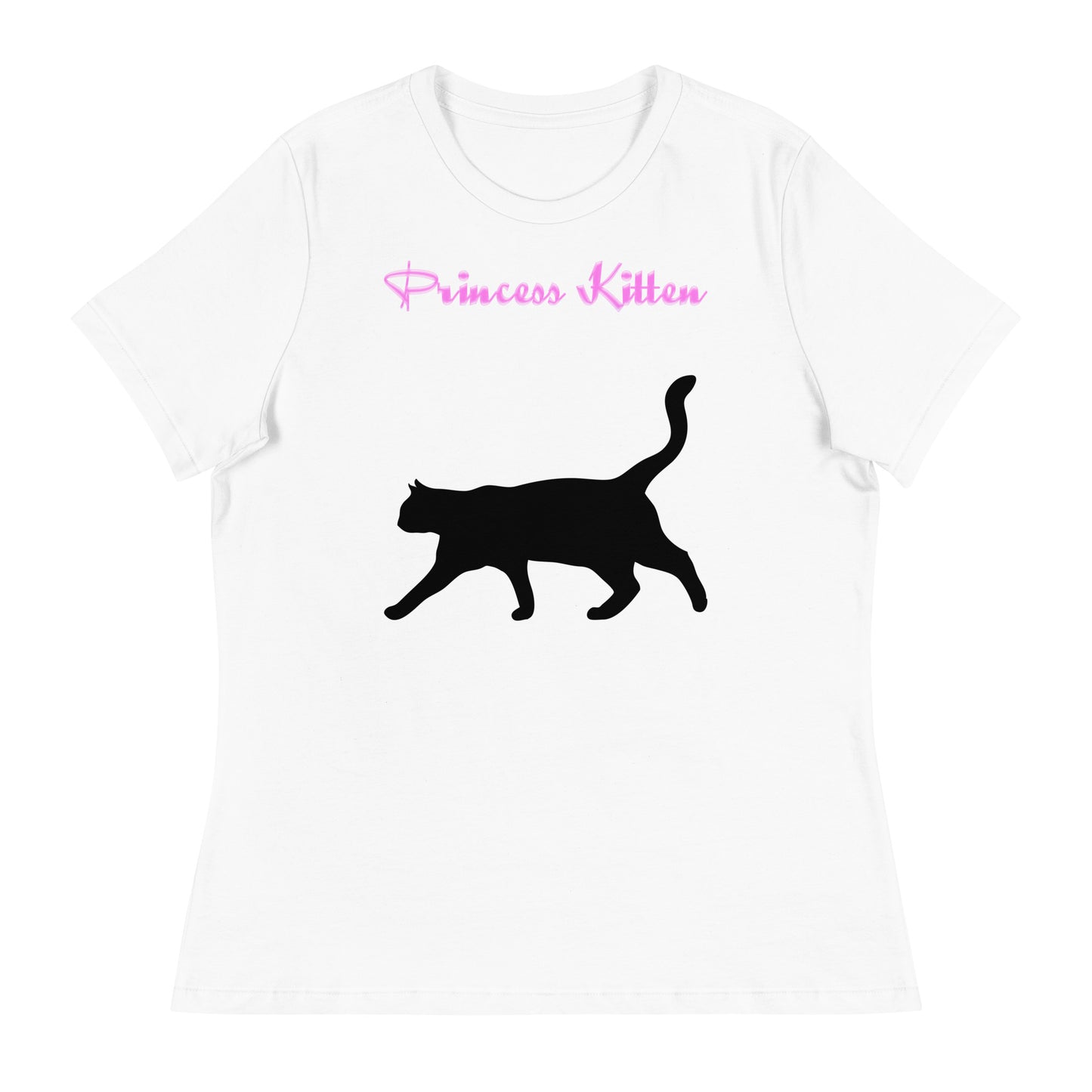 Women's White T-Shirt with Elegant Cat with a text "Princess Kitten" at $25.97 found at Personalizedpetlovergifts